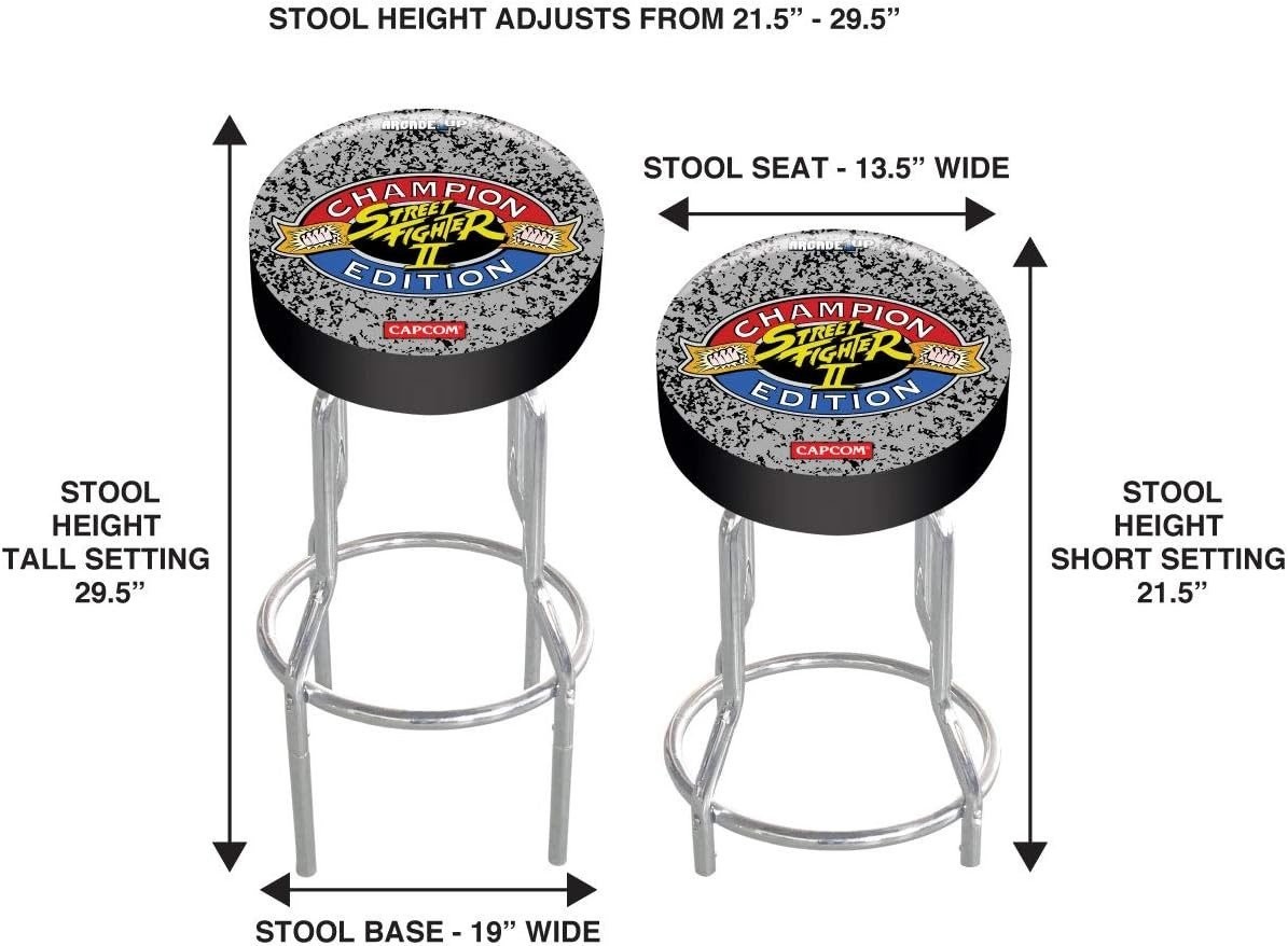 ARCADE1UP STREET FIGHTER II CHAMPIOAD EDITION ADJUSTABLE STOOL CHROME BRAND NEW