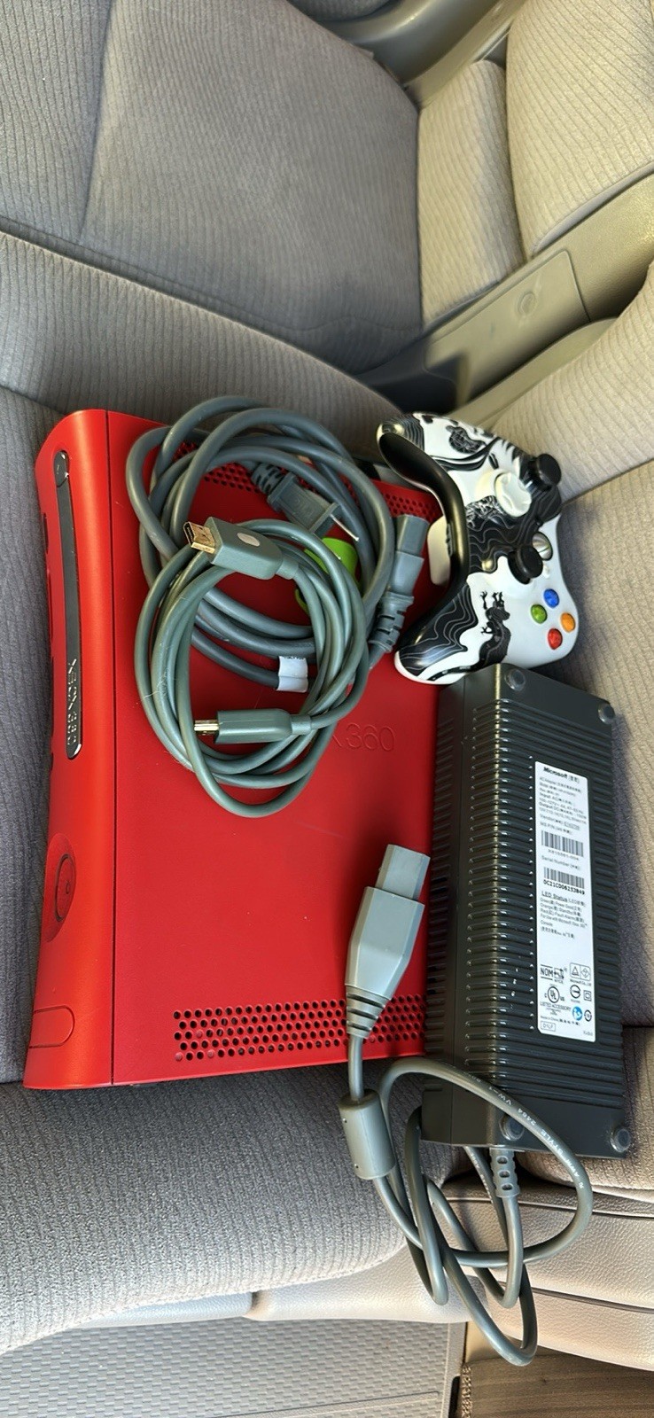 Microsoft Xbox 360 Red Console with Controller, HDMI AV Cables and Power Supply