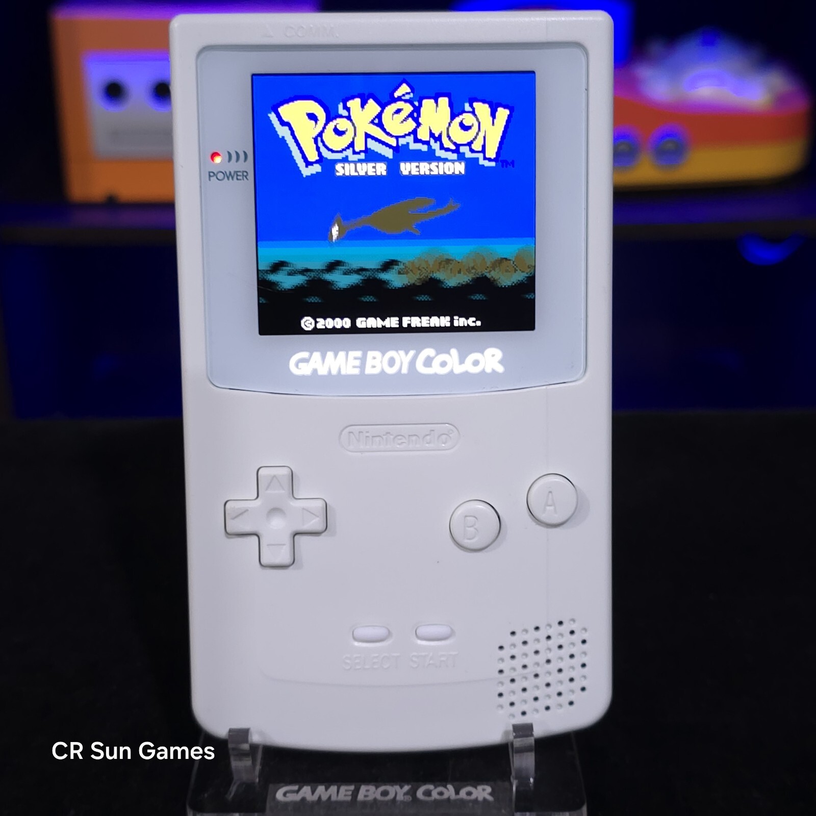 White Gameboy Color Console OLED Touch Screen And USB-C Rechargeable Battery