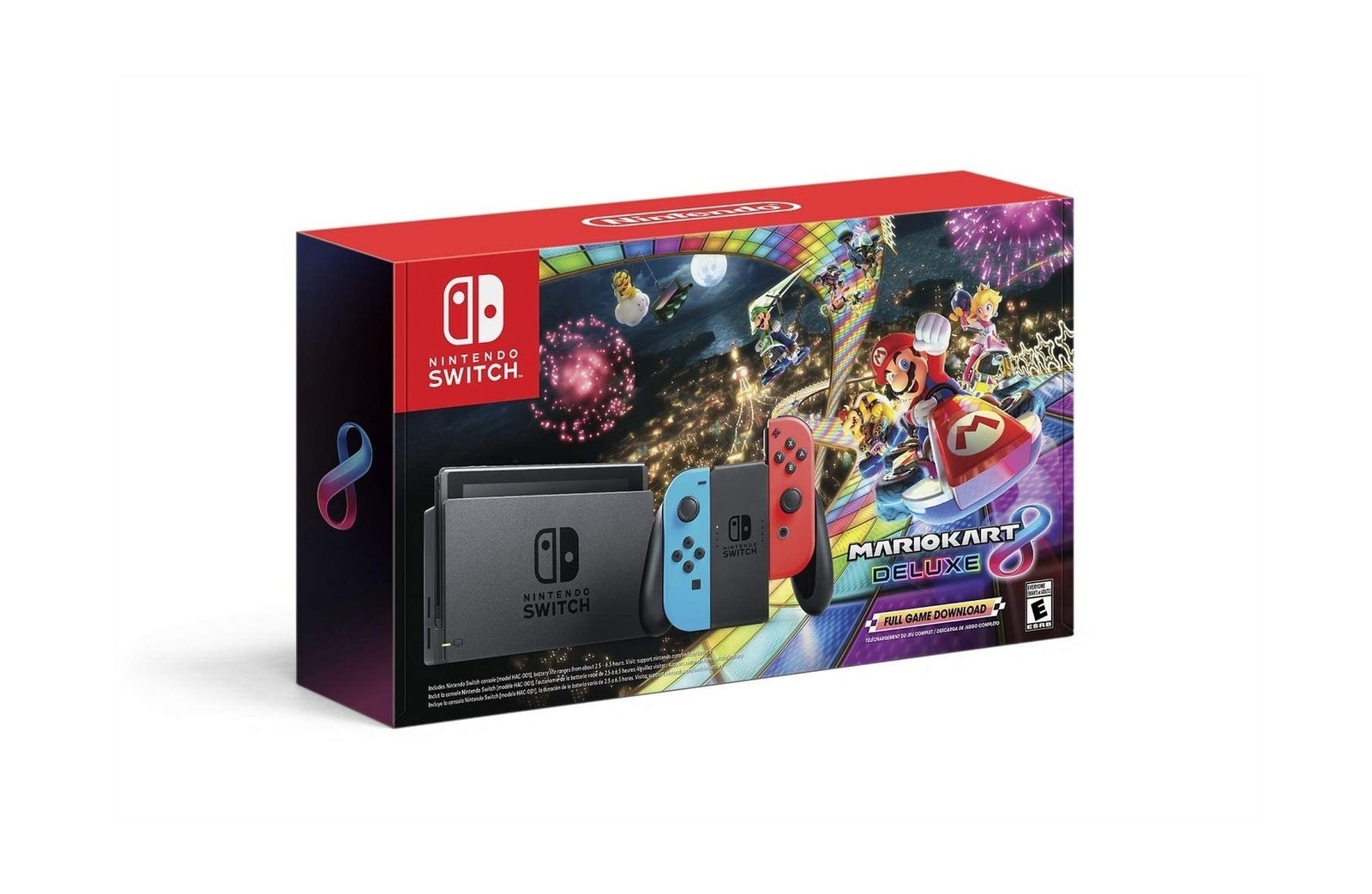 Nintendo Switch HAC-001(-01) Neon Blue/Red Joy-Con + Mario Kart 8 Deluxe Bundle