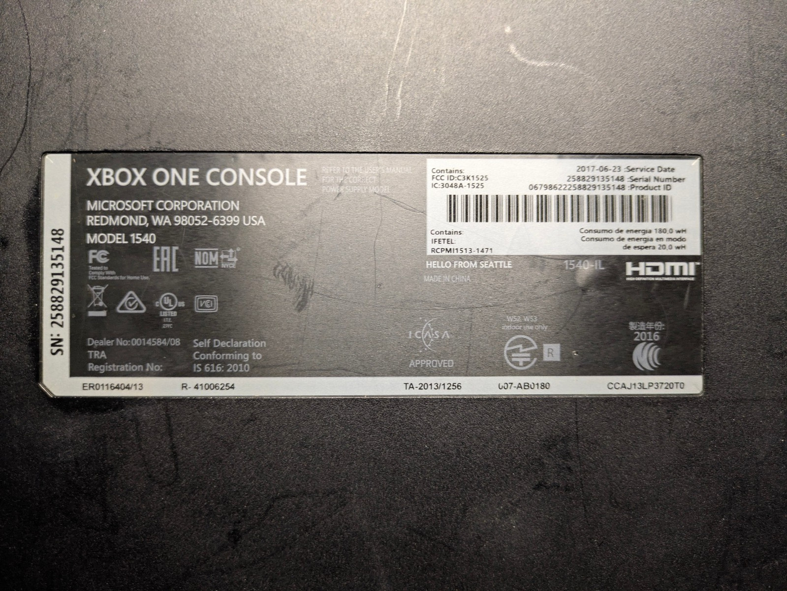 Microsoft Xbox One 1540 500GB Console Tested and WORKING