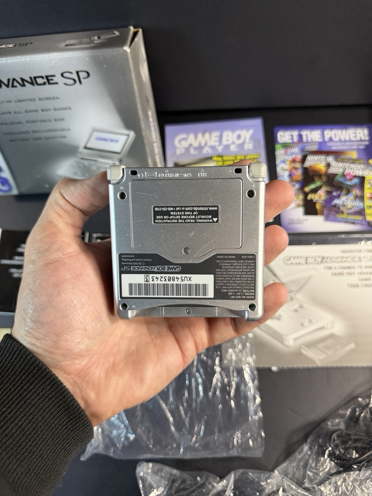 Platinum Nintendo Game Boy Advance SP (AGS-001) Complete In Box Tested & Working