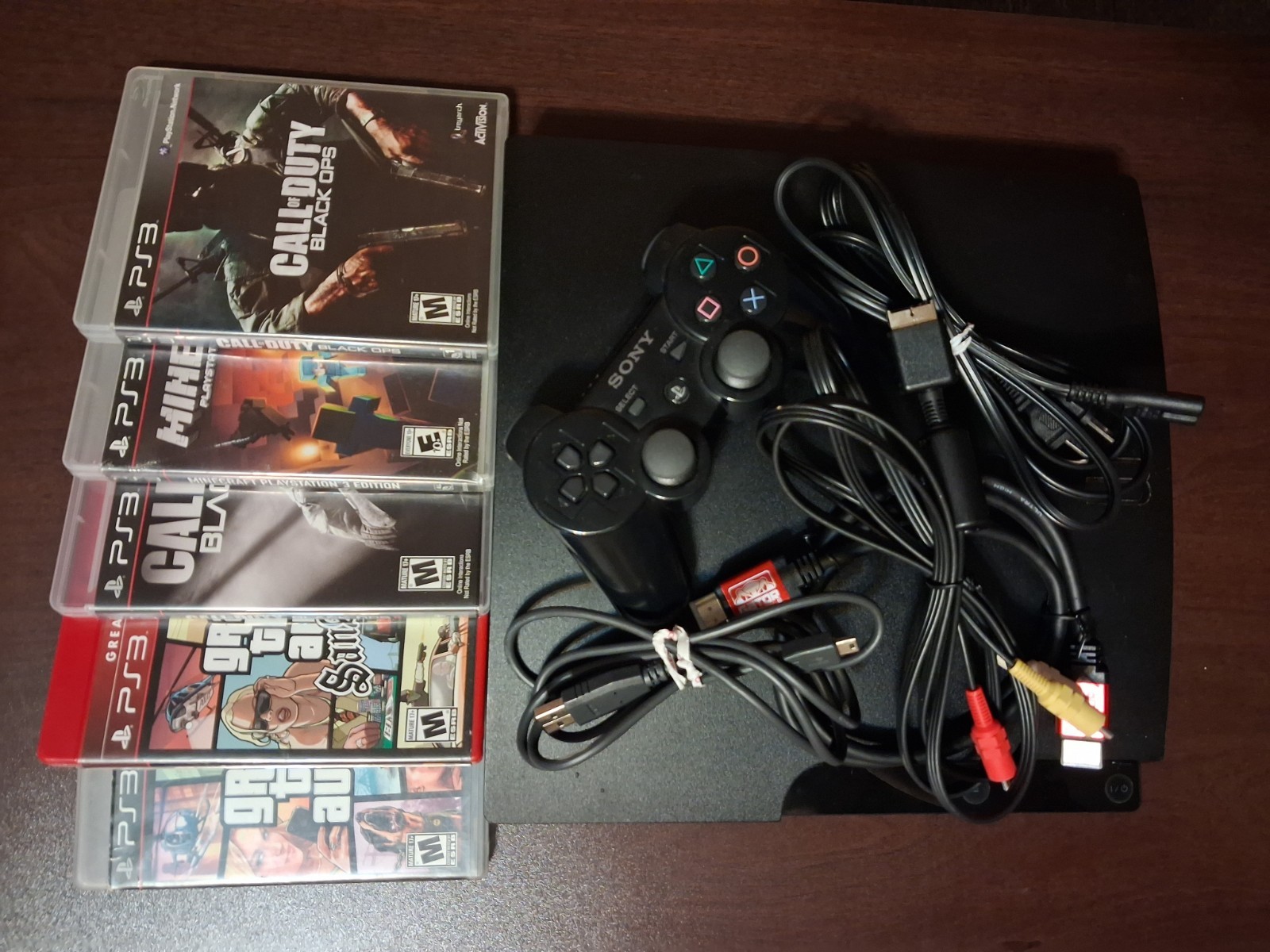 Playstation 3 Slim Console Bundle Games & Cords. Deep Cleaned, Tested & Working.