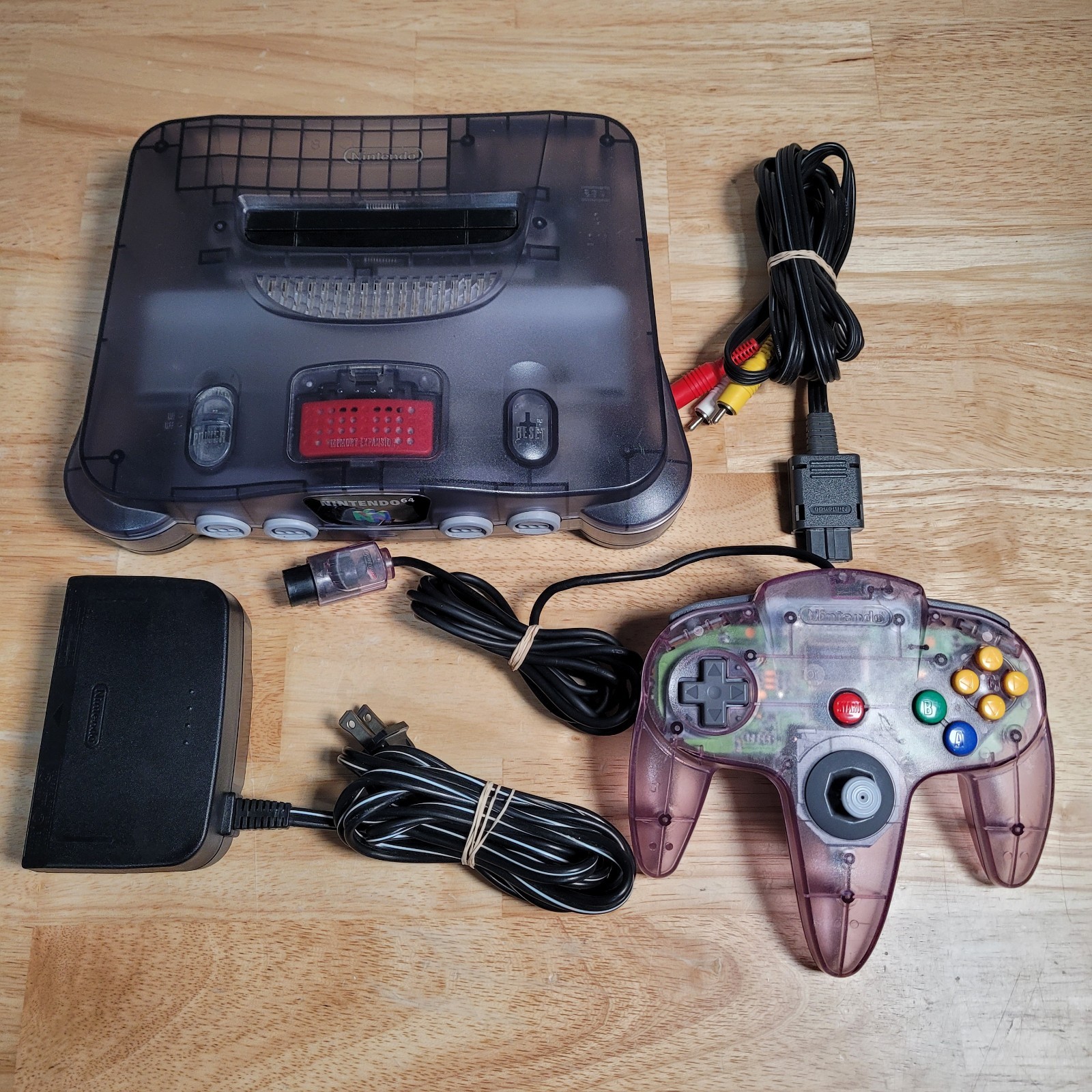 Nintendo N64 Funtastic Smoke Clear Gray Console Complete w. Expansion – Tested