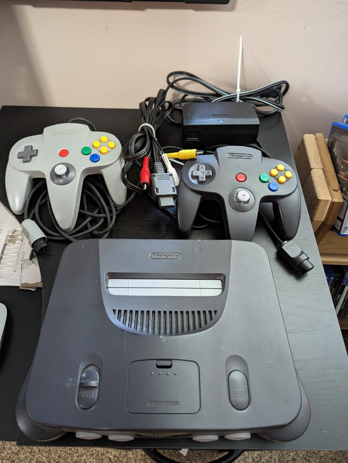 Nintendo 64 N64 Console Bundle Memory Expansion Pak 2 Controllers Black Gray