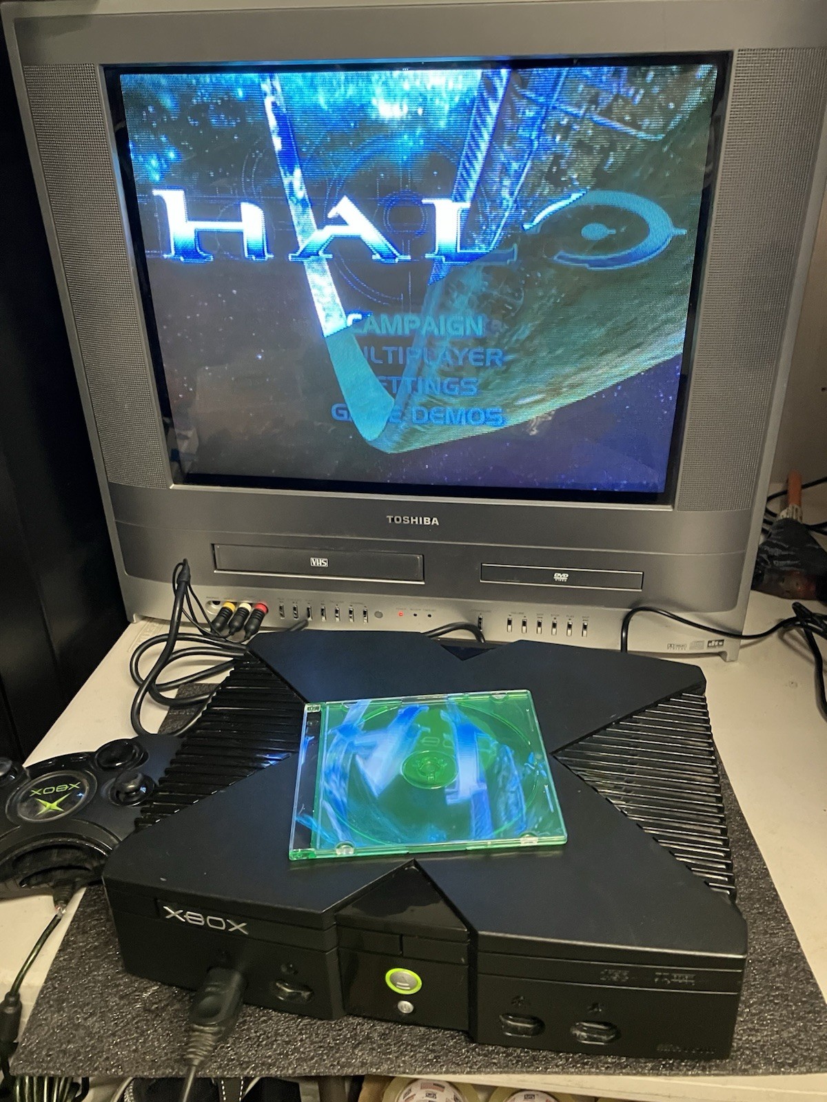 Microsoft Original Xbox Console Bundle Big Duke 15 Games Halo Crazy Taxi Deus Ex