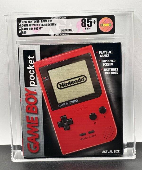 Nintendo Game Boy Pocket Red VGA 85+ NM+ Gold Label MISB Rare Sealed 1997