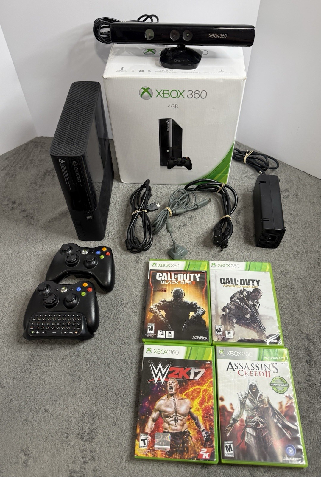 Microsoft Xbox 360 E 250GB Console W/ Original Box Games OEM Controllers Tested