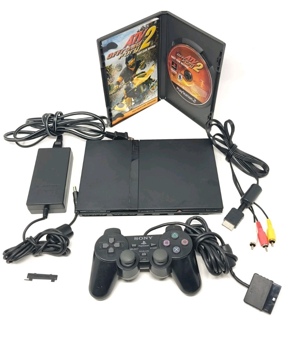 Sony PlayStation 2 Slim Line Version 1 Console – Charcoal Black (SCPH-70012)