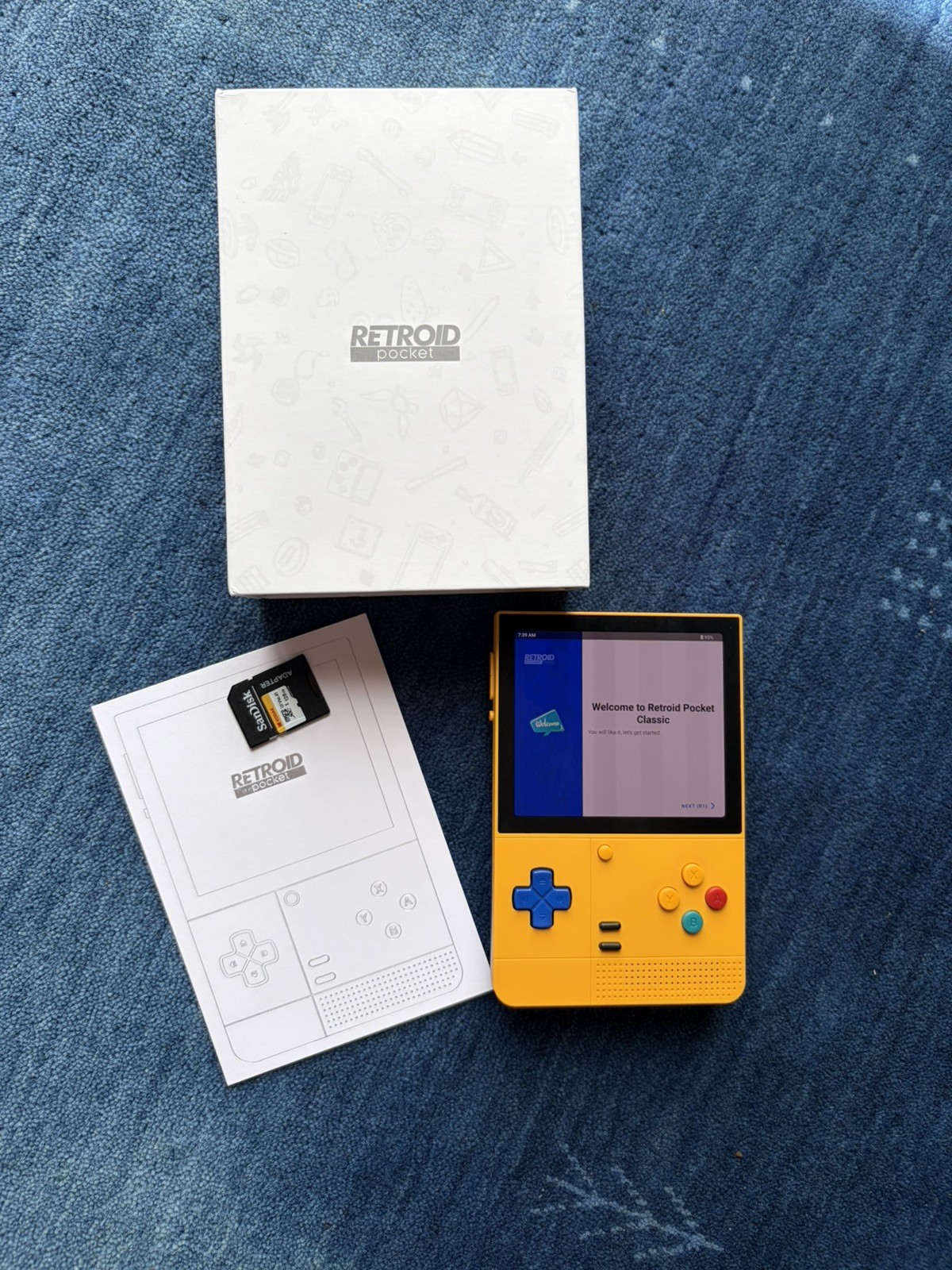 Retroid Pocket Classic 6GB/128GB PKM Yellow 128GB SD Card. Retro Handheld Gaming