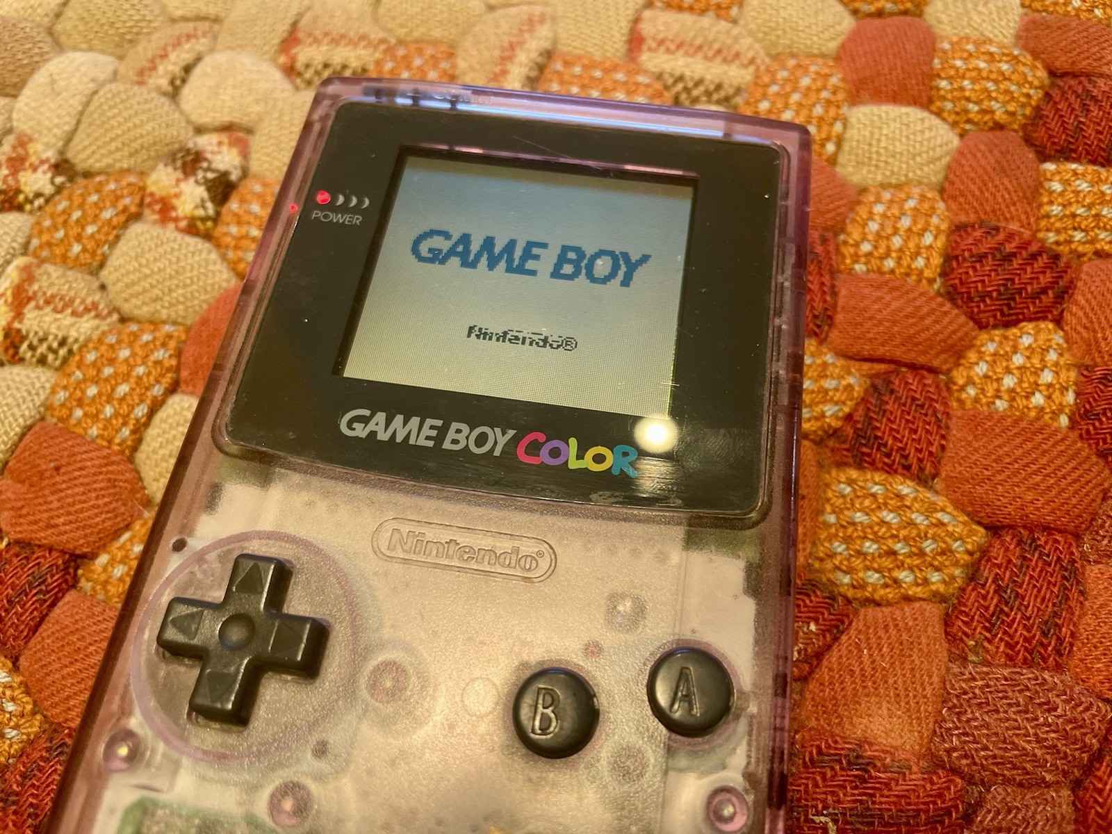 Nintendo Game Boy Color Atomic Purple Clear CGB-001 Handheld Console Works!
