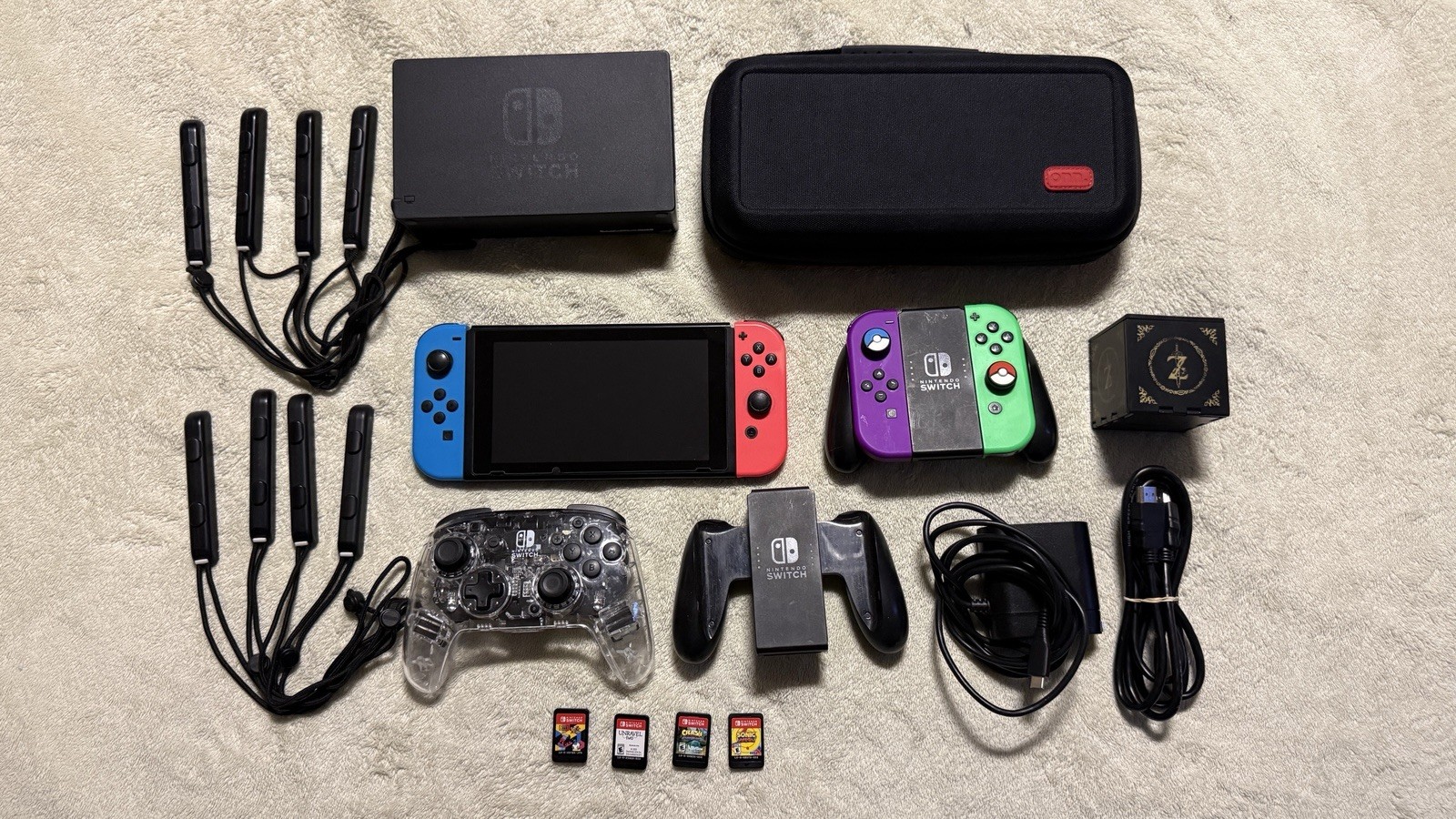 Nintendo Switch 32GB Bundle, 4x Games, 2x Joy-Con, Pro Controller More (HAC-001)