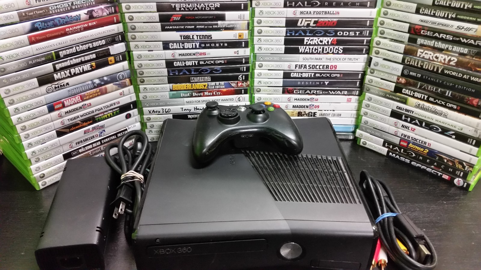 Microsoft Xbox 360 S E HDD Video Game Console Bundle HDMI with 5 FREE GAMES NTSC