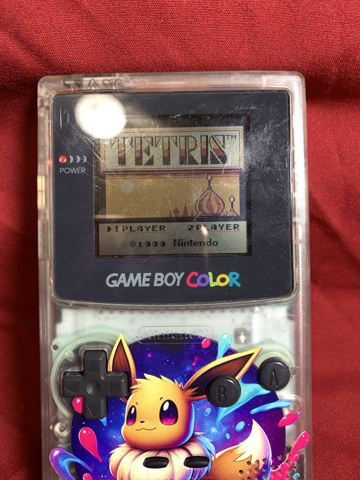 Nintendo GameBoy Color Clear Custom Pokemon Eevee UV Shell