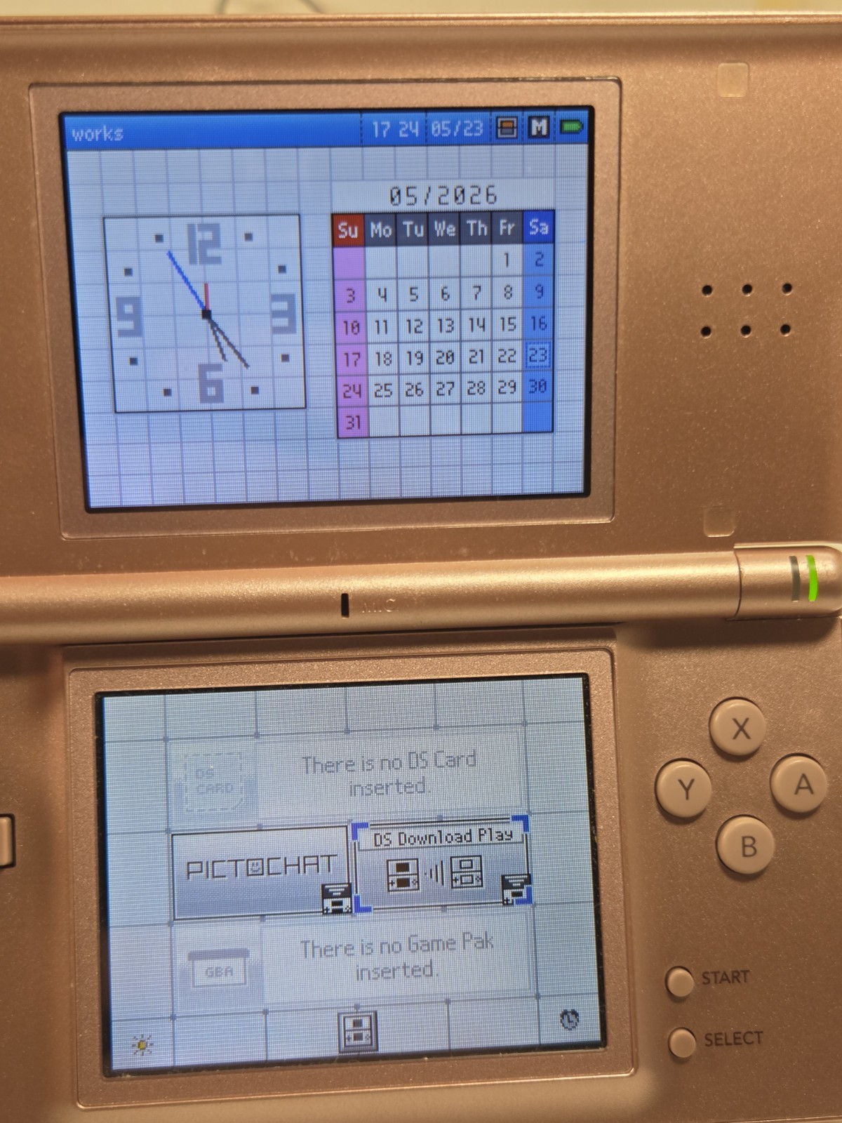 Nintendo DS Lite Metallic Rose Pink Handheld Console NO STYLUS