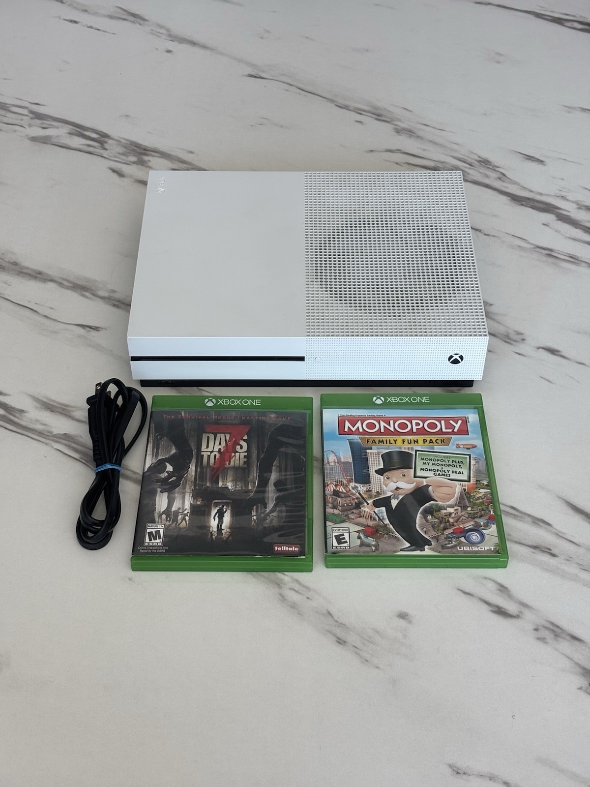 Microsoft Xbox One S 1TB White Model 1681 w/2 Games Tested Works
