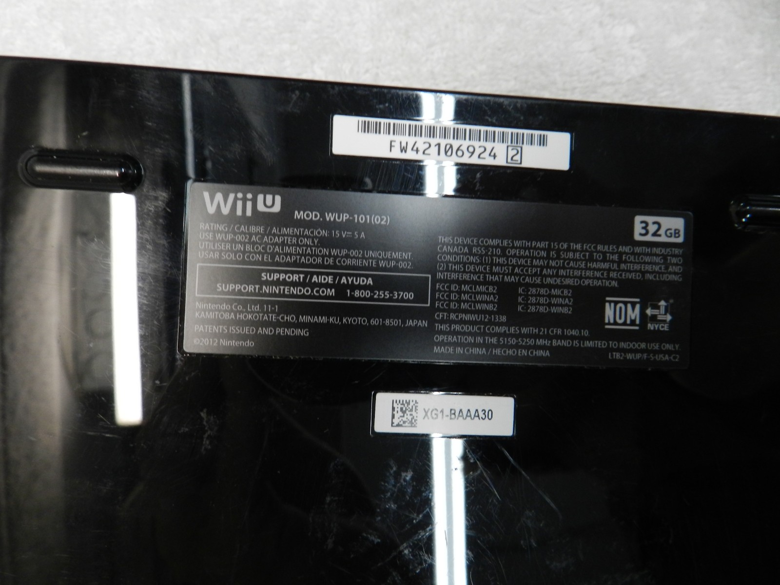 Nintendo Wii U WUP-101(02) 32GB Black Tested & Works!