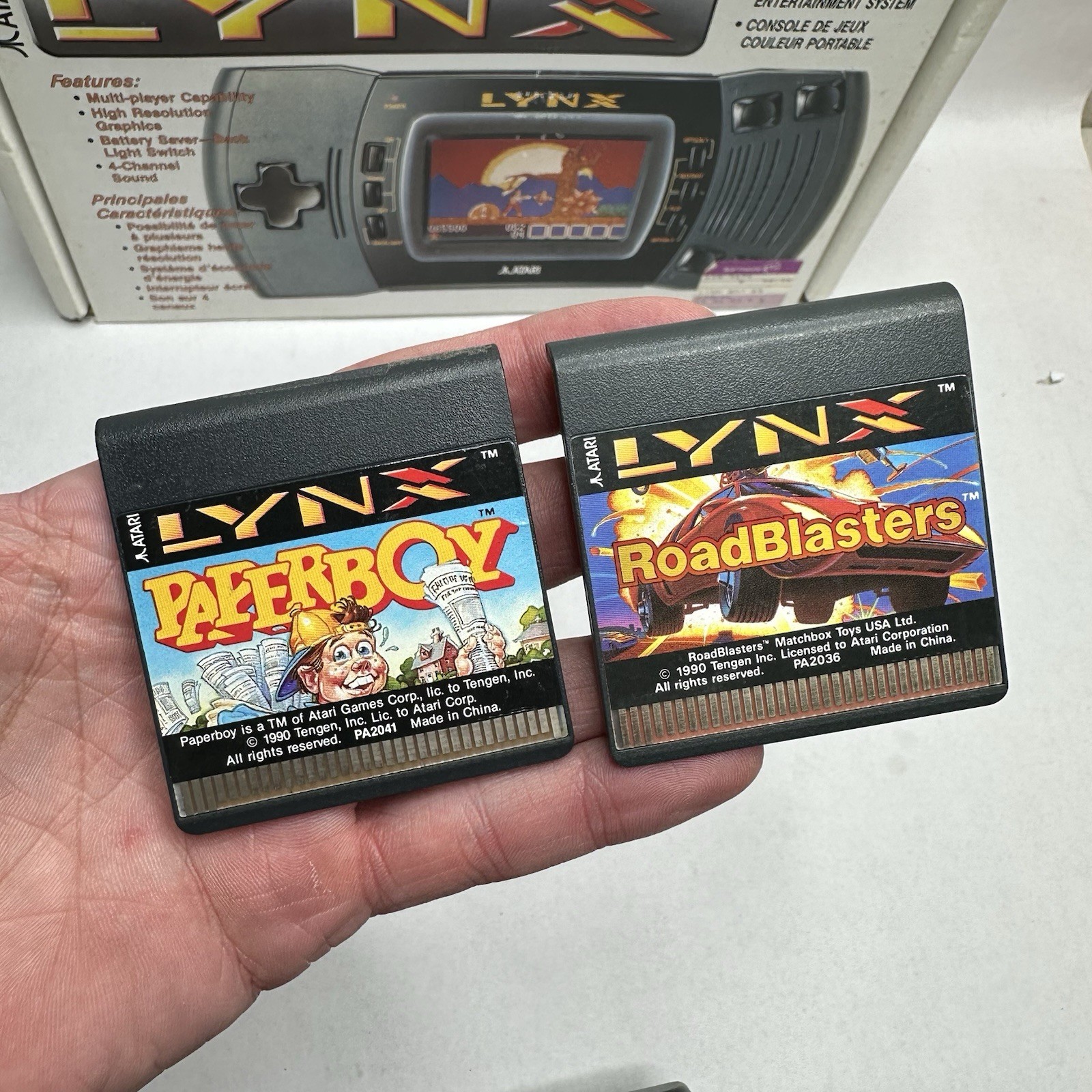 Atari Lynx Gaming System with Original Box Tested and Games Power Cord READ