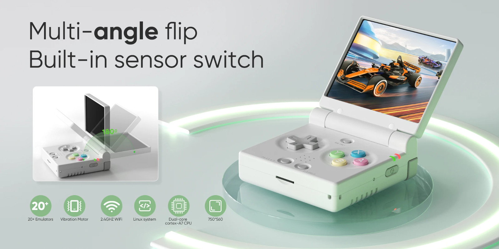 Miyoo Mini Flip Grey 64GB 2.8” IPS Retro Handheld Console WiFi Netplay + Case