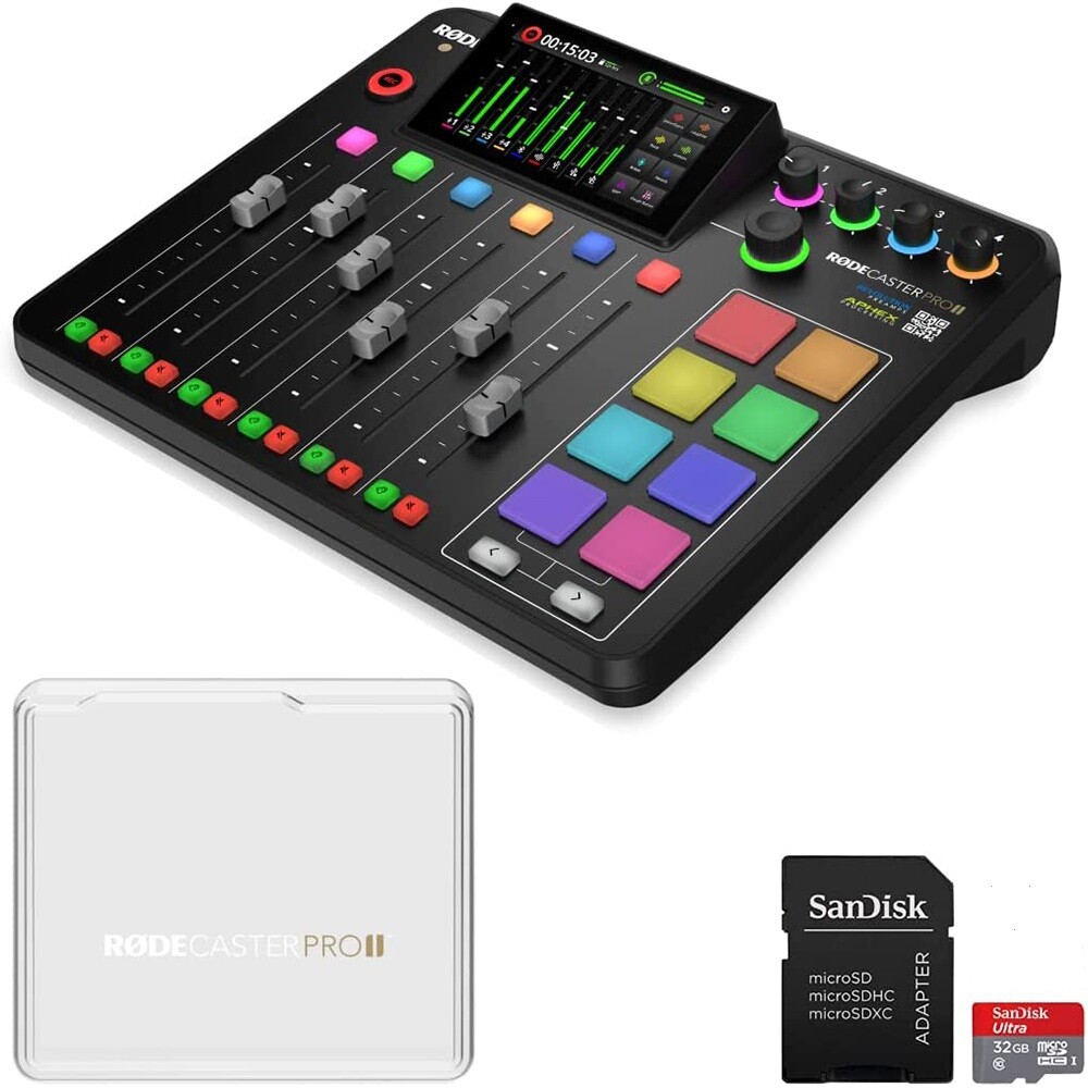 Rode RODECaster Pro II Integrated Audio Production Console w/ Cover,SanDisk 32GB