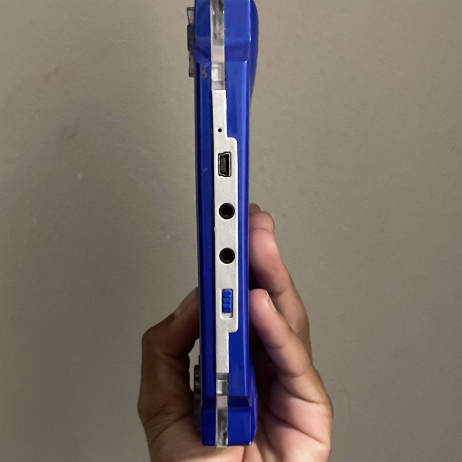 Blue Handheld System with Headphone Jack