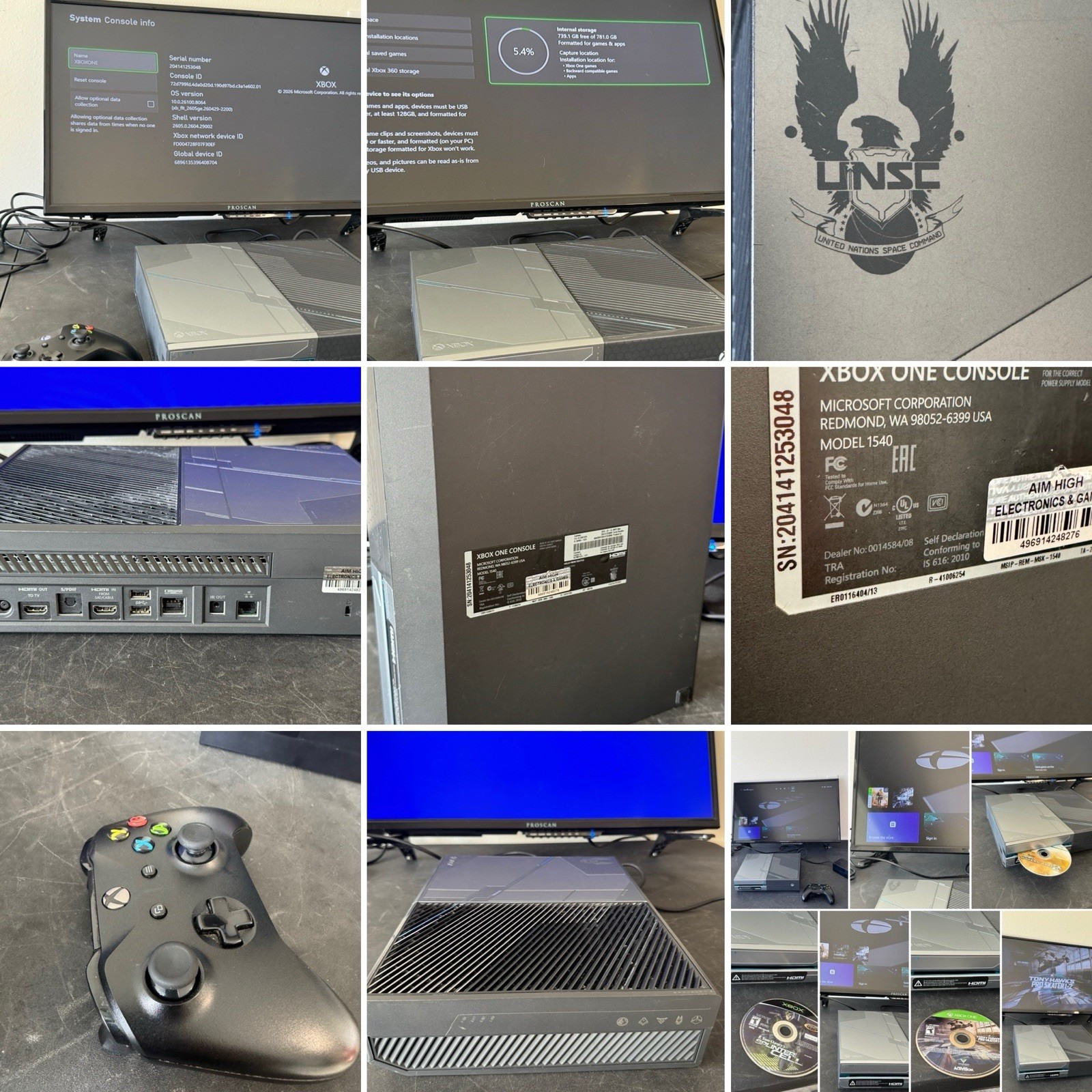 Xbox One Halo 5 Guardians Limited Edition 1TB Console Bundle Controller Cables