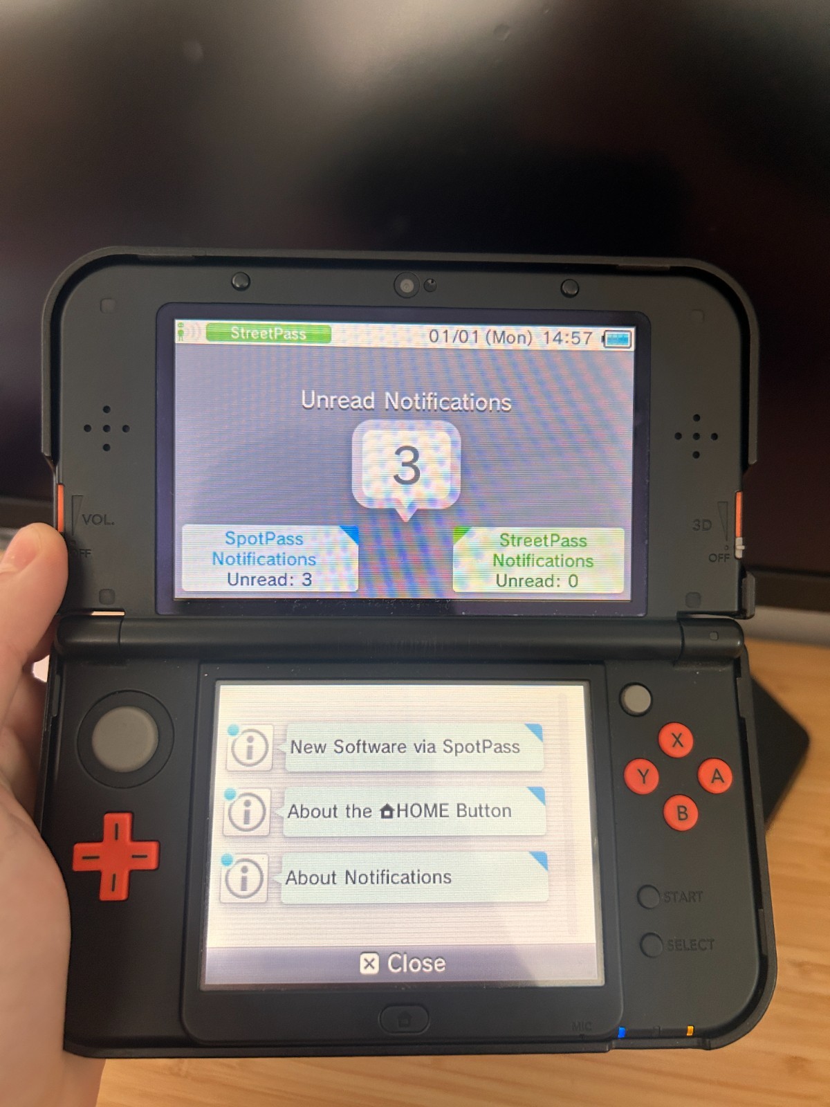 New Nintendo 3DS XL Console Orange Black, Working w Charger & Hard Shell