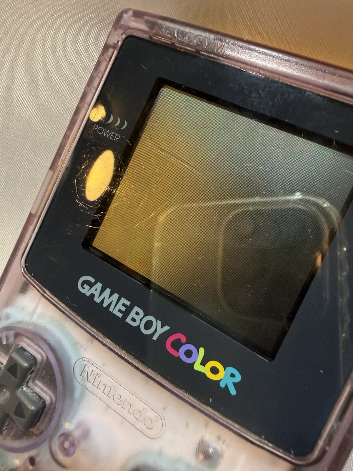 Nintendo Game Boy Color Console Atomic Purple With Yellow Pokemon Game