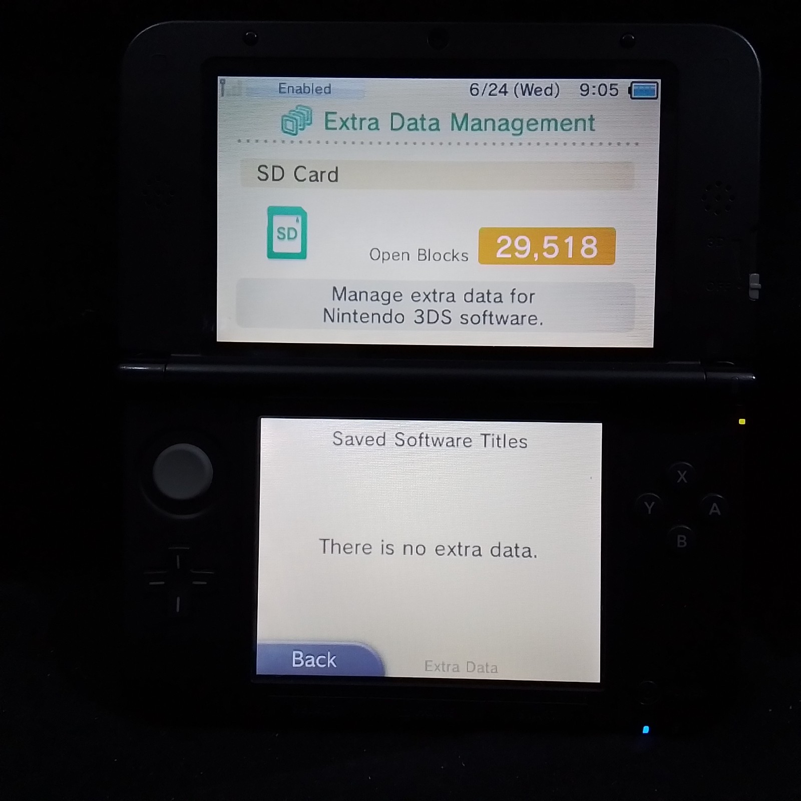 Blue & Black Nintendo 3DS XL Handheld Game System +Stylus +4GB SD Card Tested