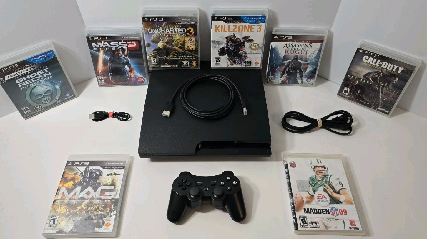 PlayStation 3 Slim 160GB Console 8 GAME MEGA BUNDLE! CLEAN/TESTED! SHIPS FREE🔥