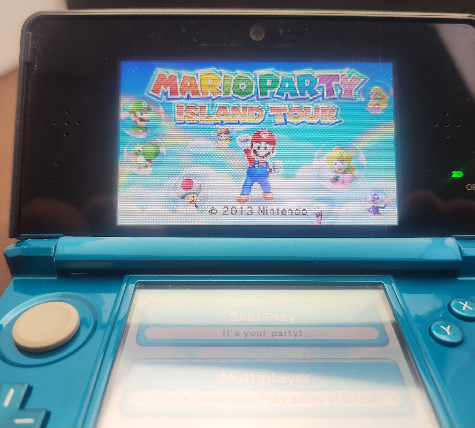 Nintendo 3DS Handheld System (CIB) – Aqua Blue NO Stylus, With Mario Party Game