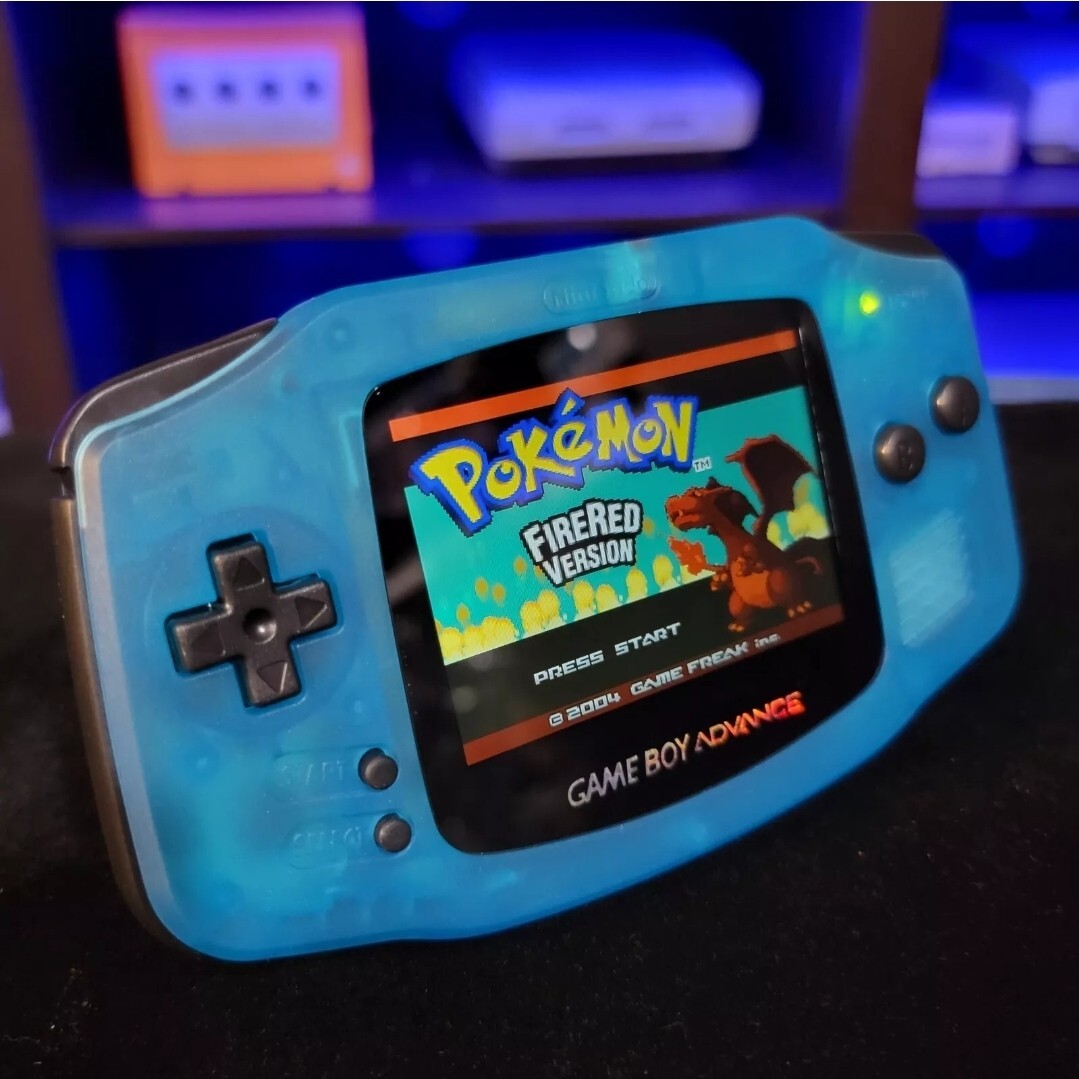 Clear Blue Game Boy Advance GBA iPS LCD USB-C 1800 mAh Rechargeable Battery