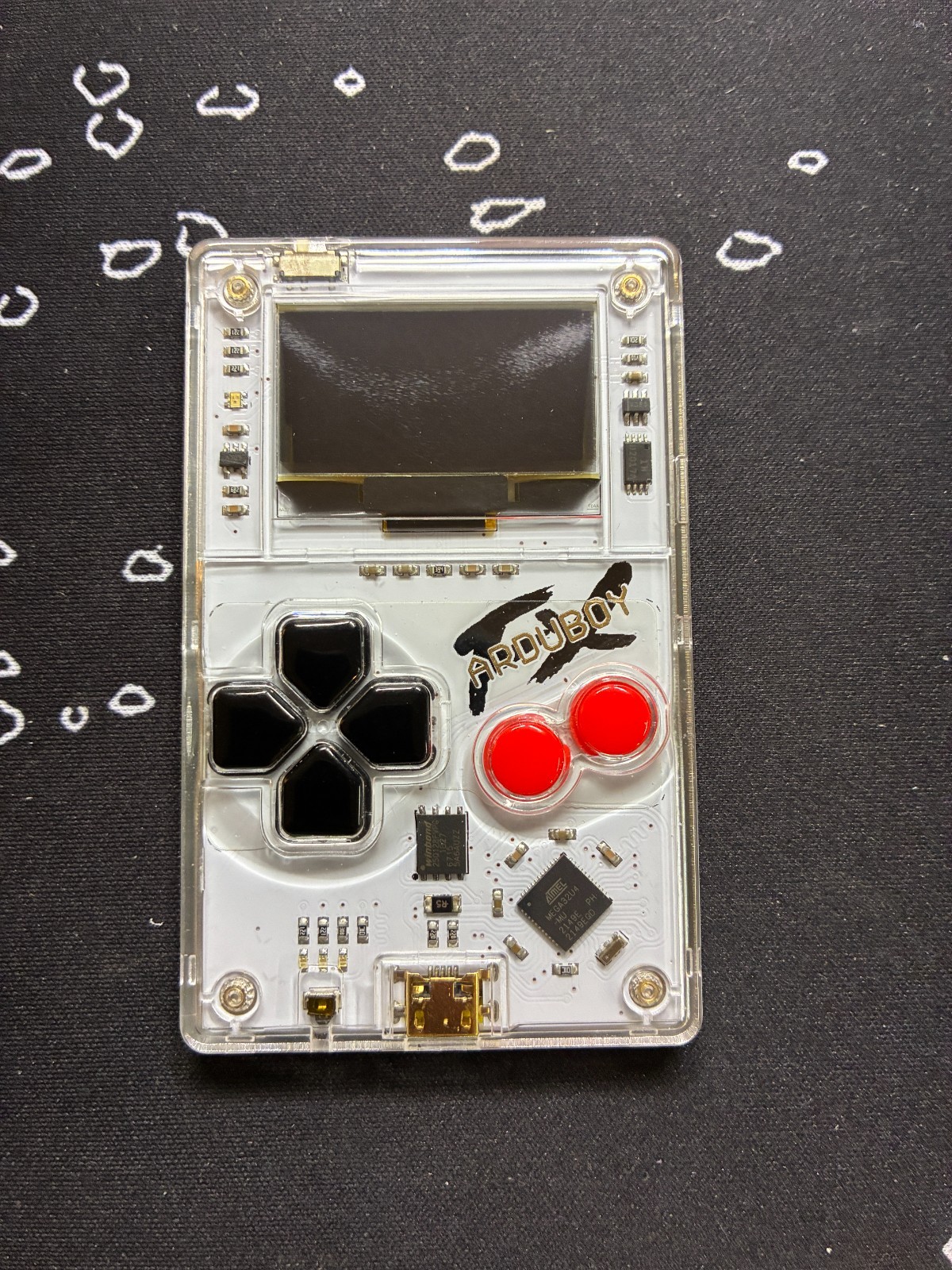 Arduboy FX Handheld Gaming Console Arduino Credit Card Size with Box, Cable Used