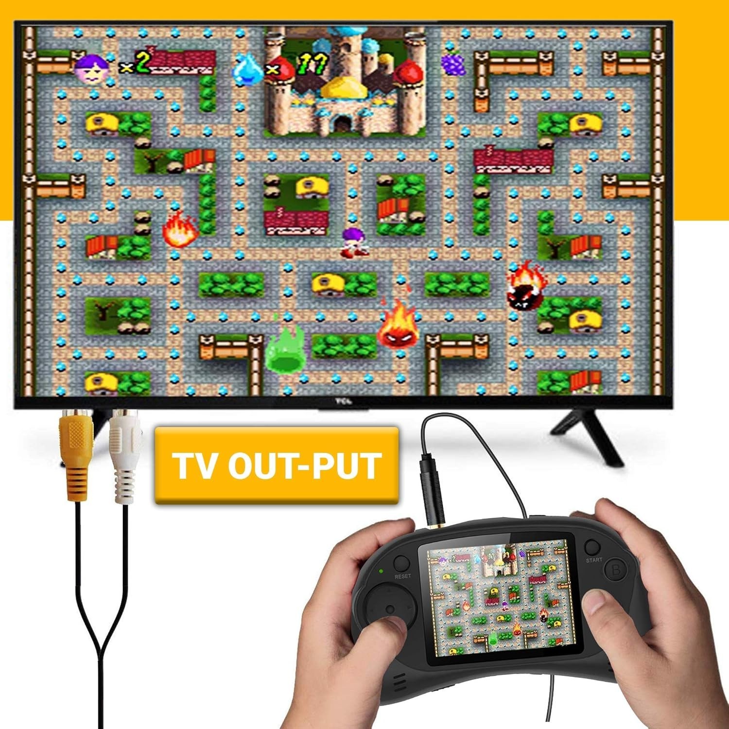 Handheld Portable Digital Screen 200 Games , 2.7” Color Display BLACK NEW SEAL
