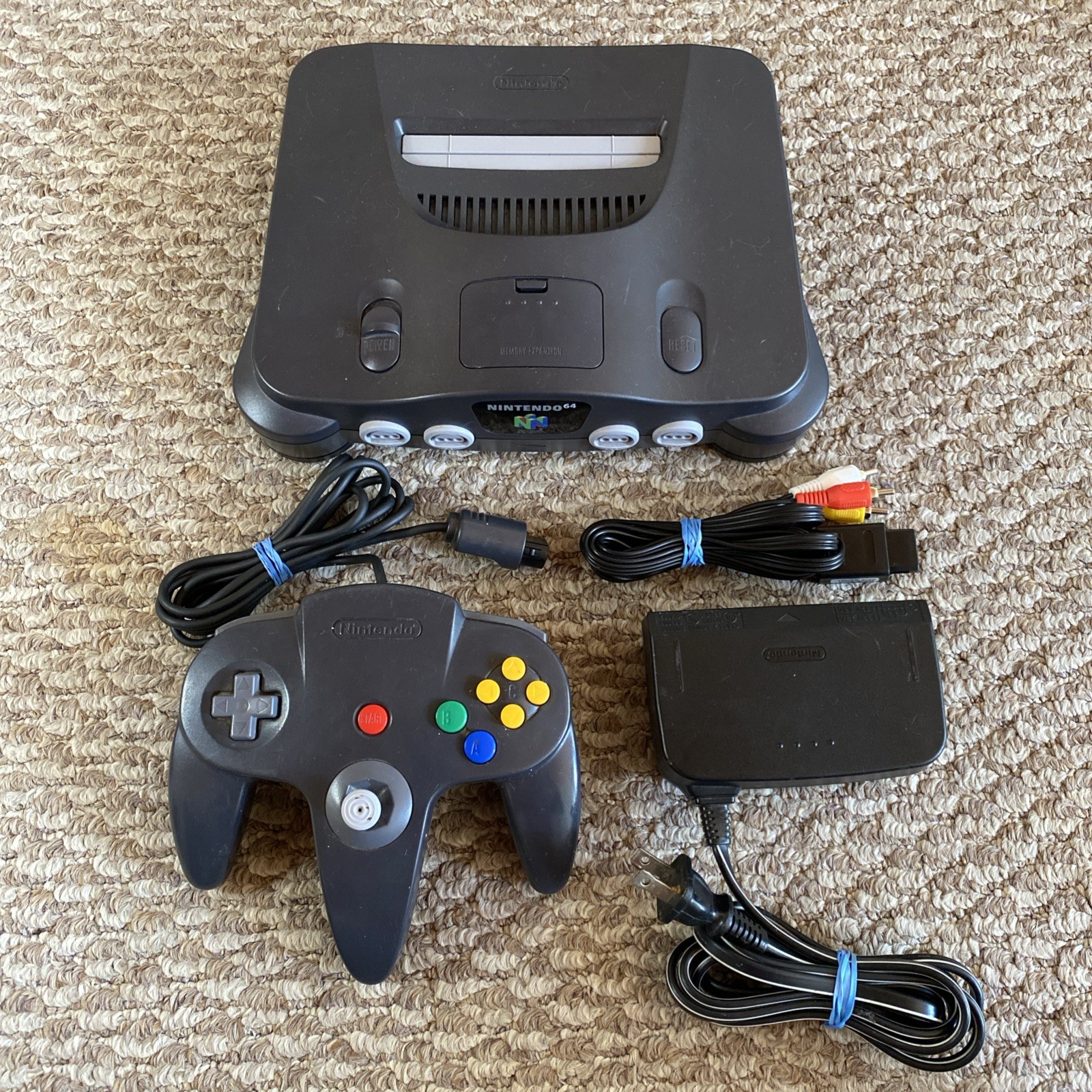 Nintendo 64 Console N64 w/ Controller Power & AV Cables Tested Working