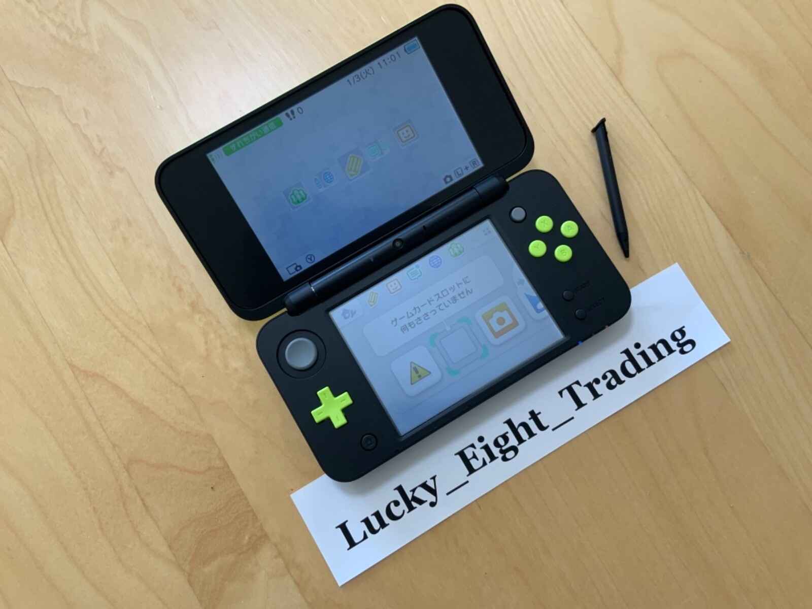 New Nintendo 2DS XL LL Black Lime Console Stylus Japanese ver [H]