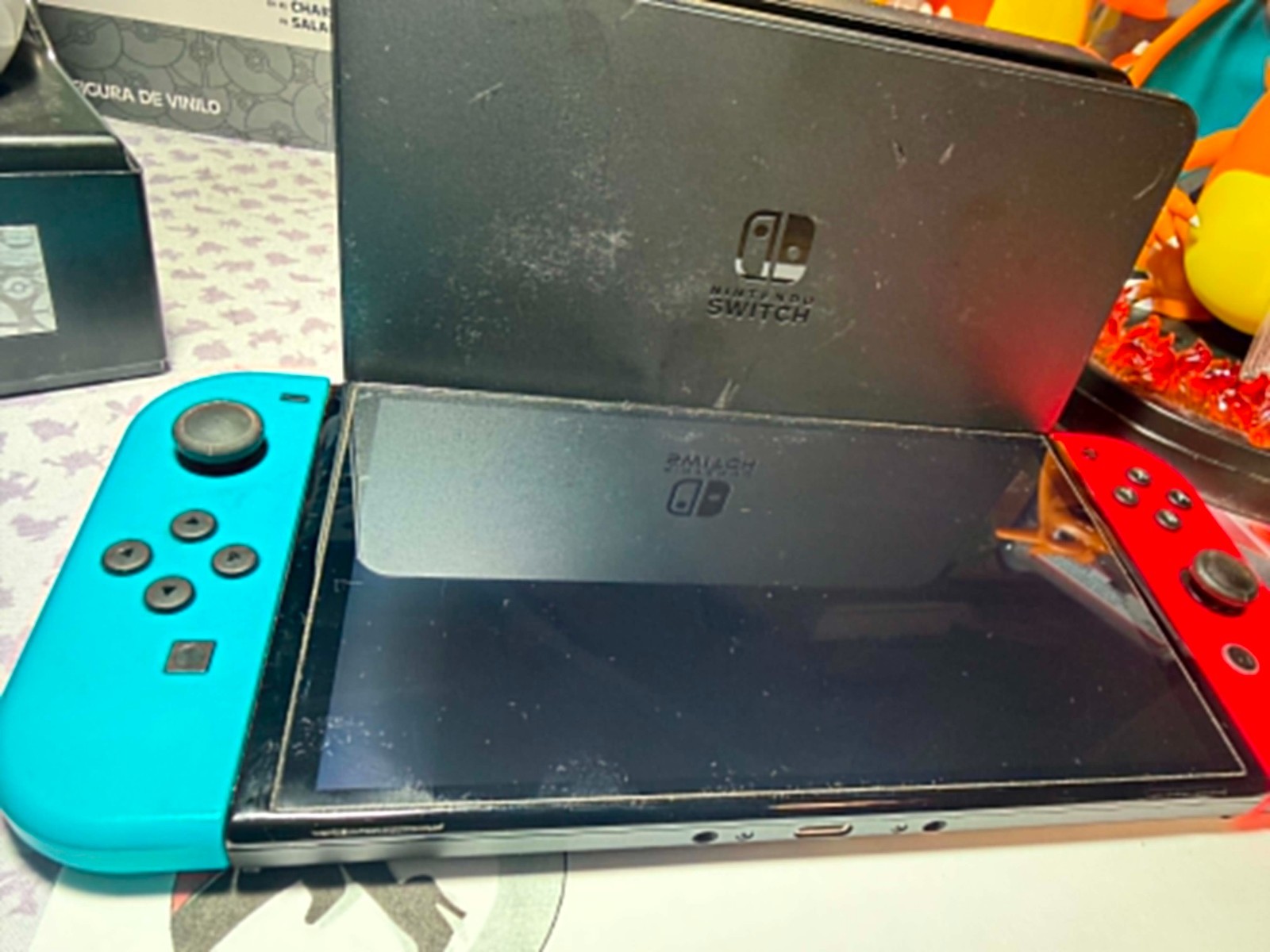 Nintendo Switch OLED Model HEG-001 Handheld Console 64GB – Blue/Red Tested Used