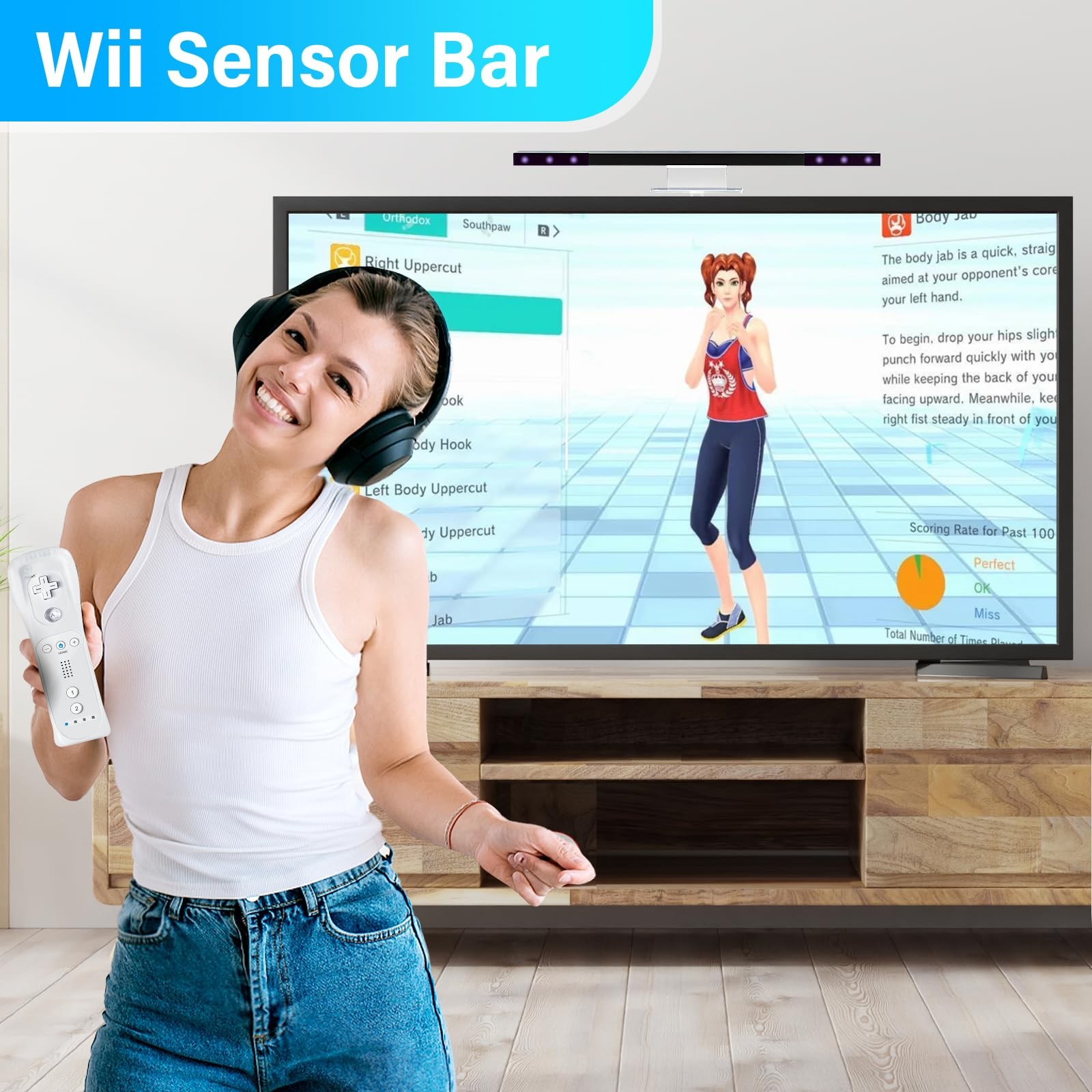 PORTHOLIC 4 in 1 Wii Replacement Cables Set, AC Power Adapter + White