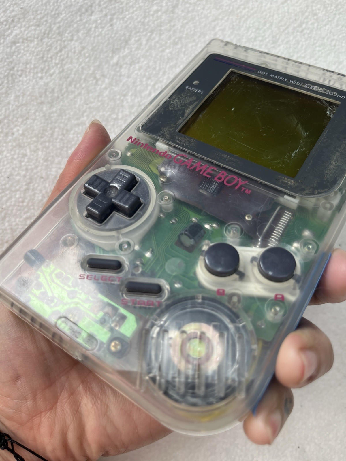 Nintendo Game Boy Transparent Clear Classic Handheld Console *TESTED WORKS*