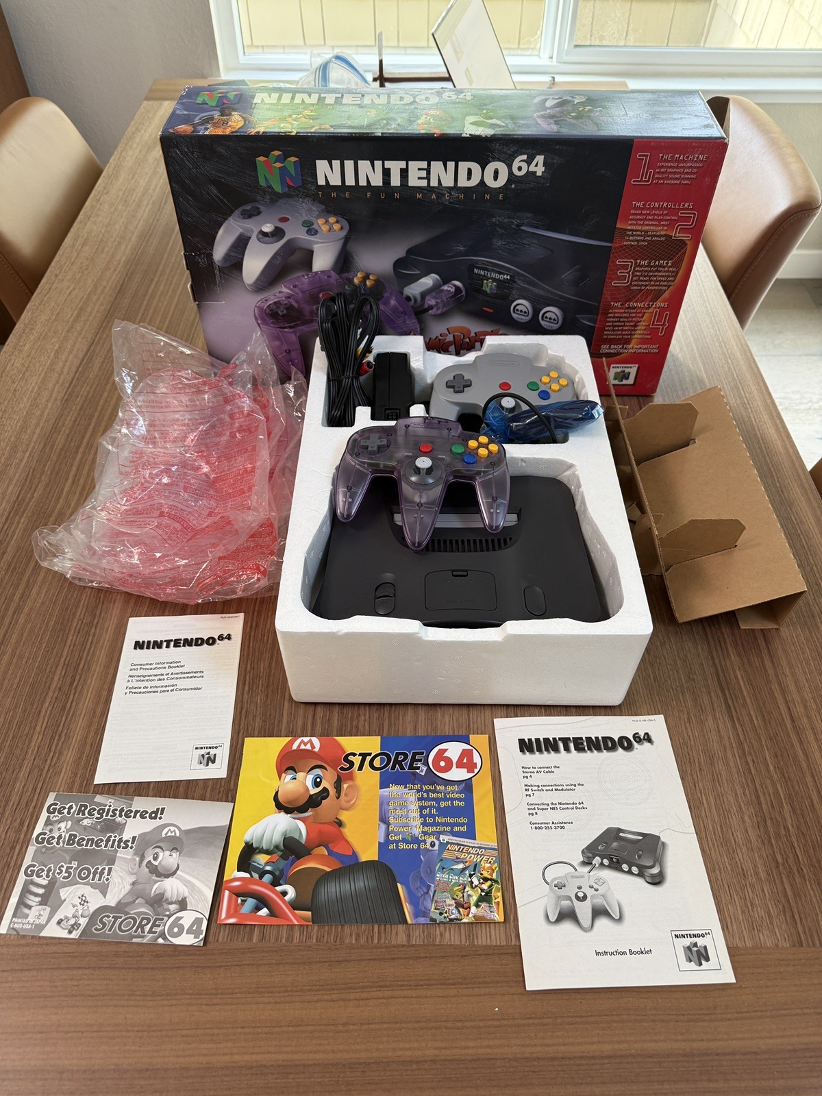 Nintendo 64 N64 Console Complete In Box CIB W/ Atomic Purple Controller Tested