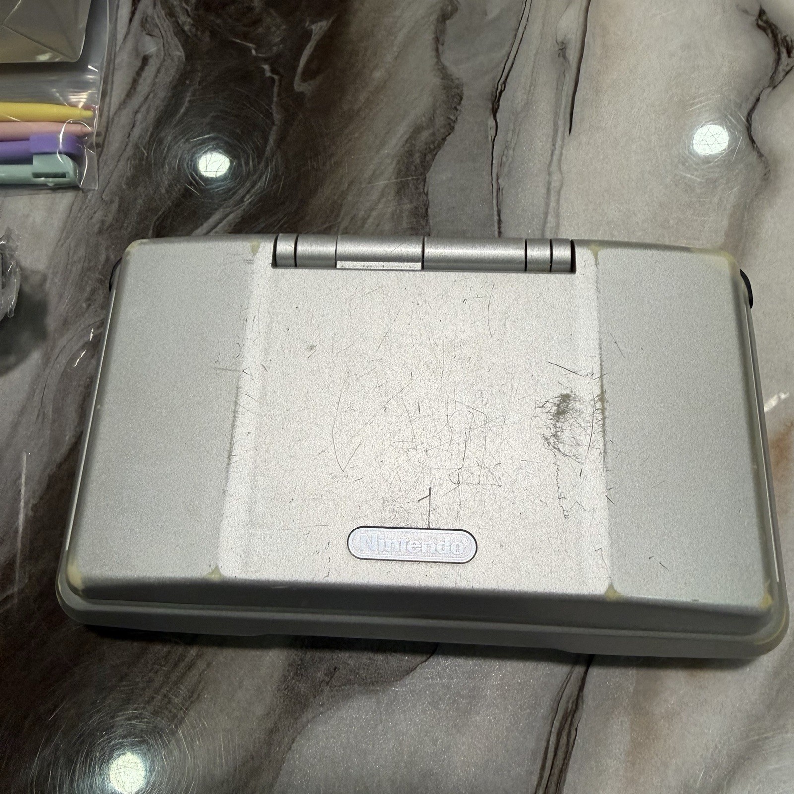 Nintendo DS Original Console NTR-001 Titanium Silver – Tested Works w/ Charger