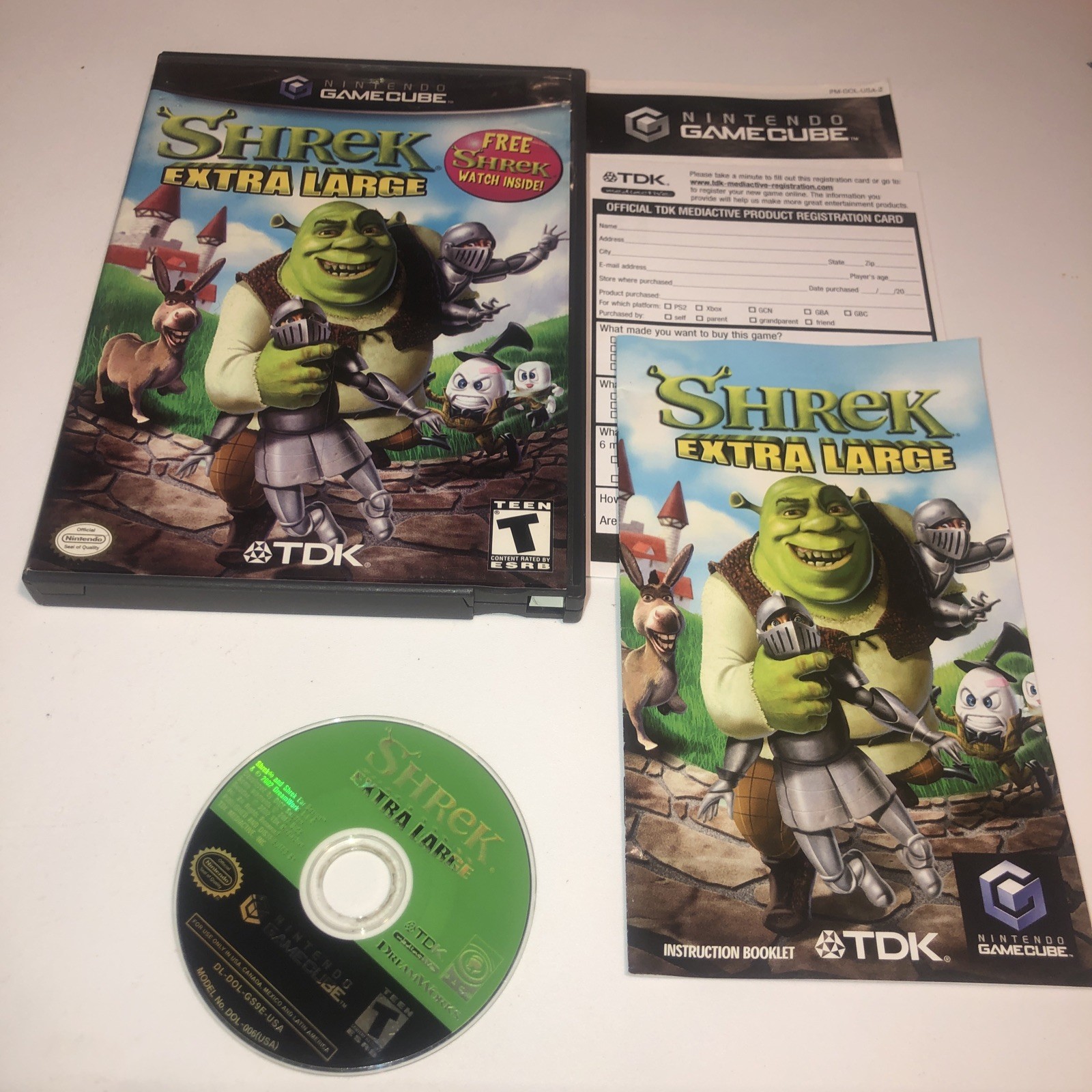 Shrek Extra Large Watch Variant Nintendo GameCube CIB w/Manual Insert NO WATCH