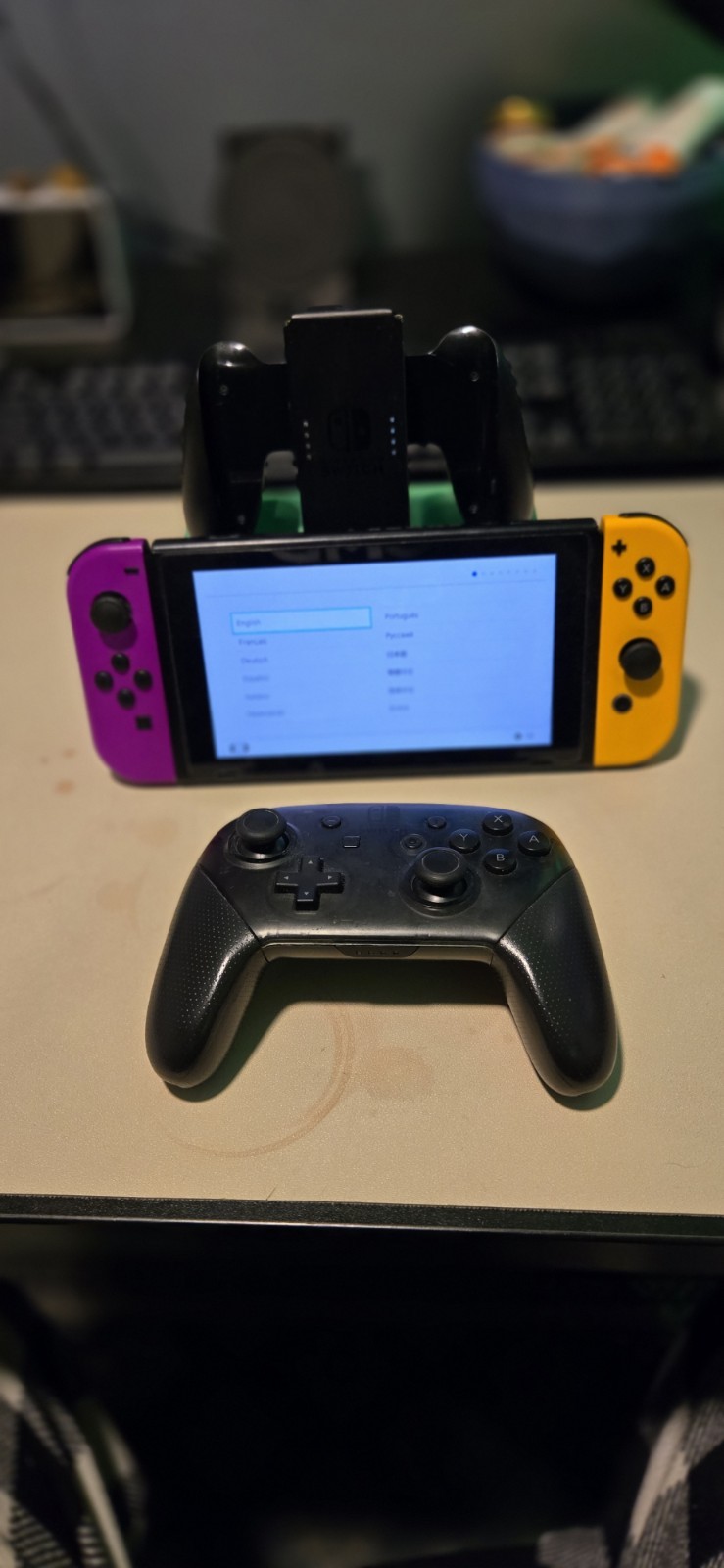 Nintendo Switch Console w/ Dock, Pro Controller, Purple/Yellow Joy-Cons 32GB