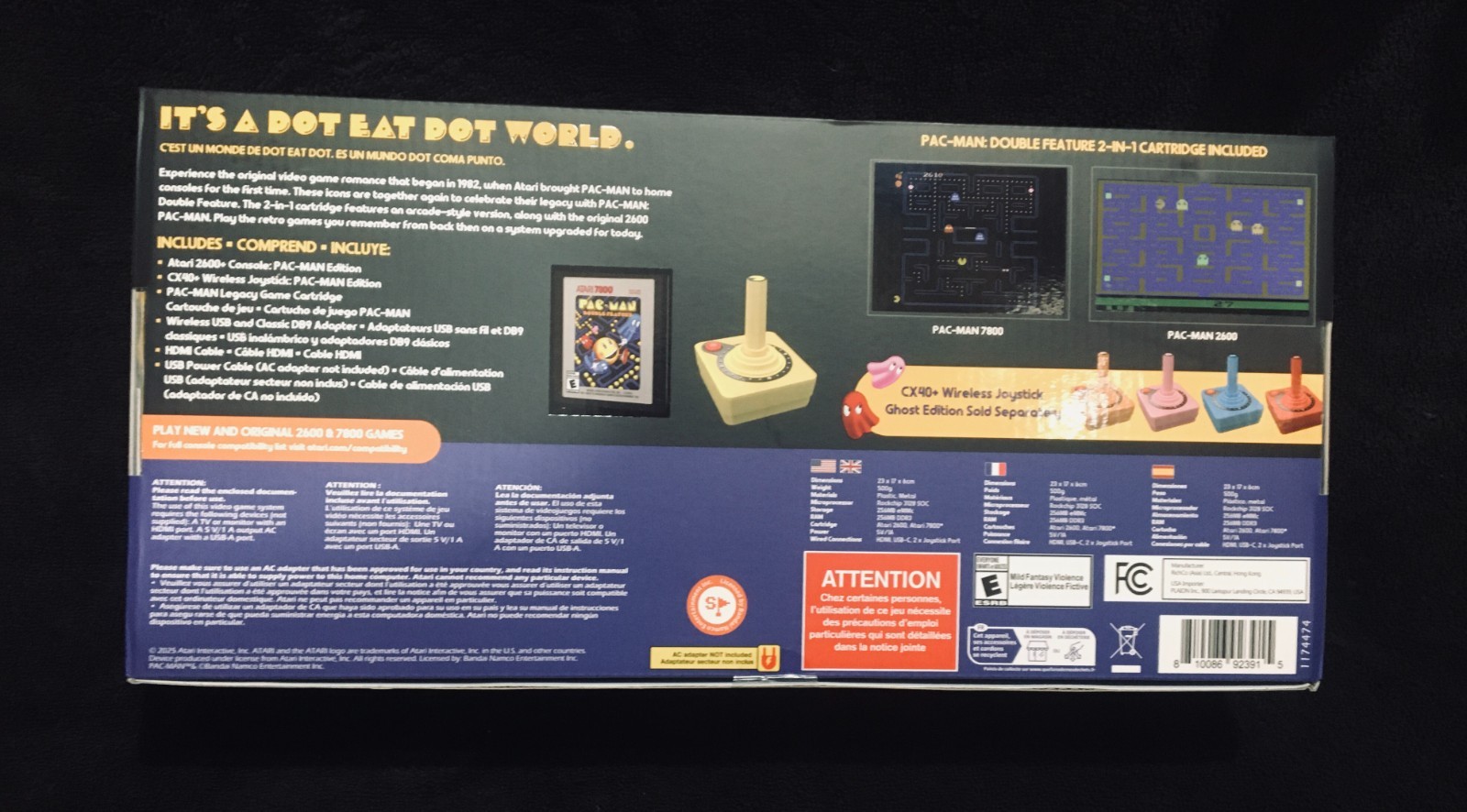 Atari 2600+ PAC-MAN Limited Edition Yellow Console, NIB Game & Wireless Joystick
