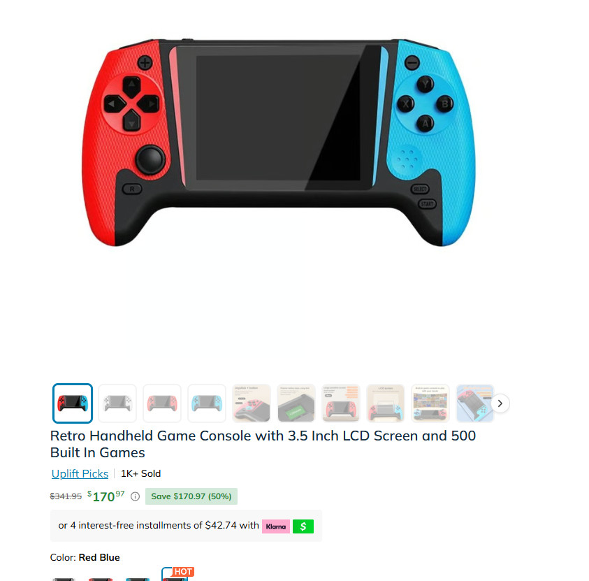 Q21 Retro Handheld Game Console 500 Built-In Games 3.5″ Screen Portable NEW