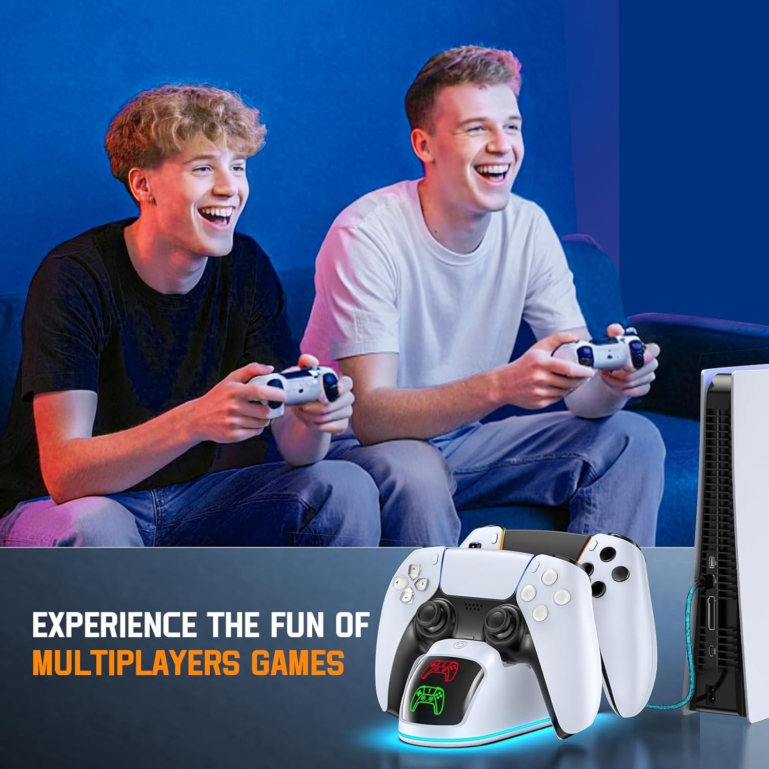 Gaming PS5 Controller Charger Dual Charging Station Dual USB Fast Charging