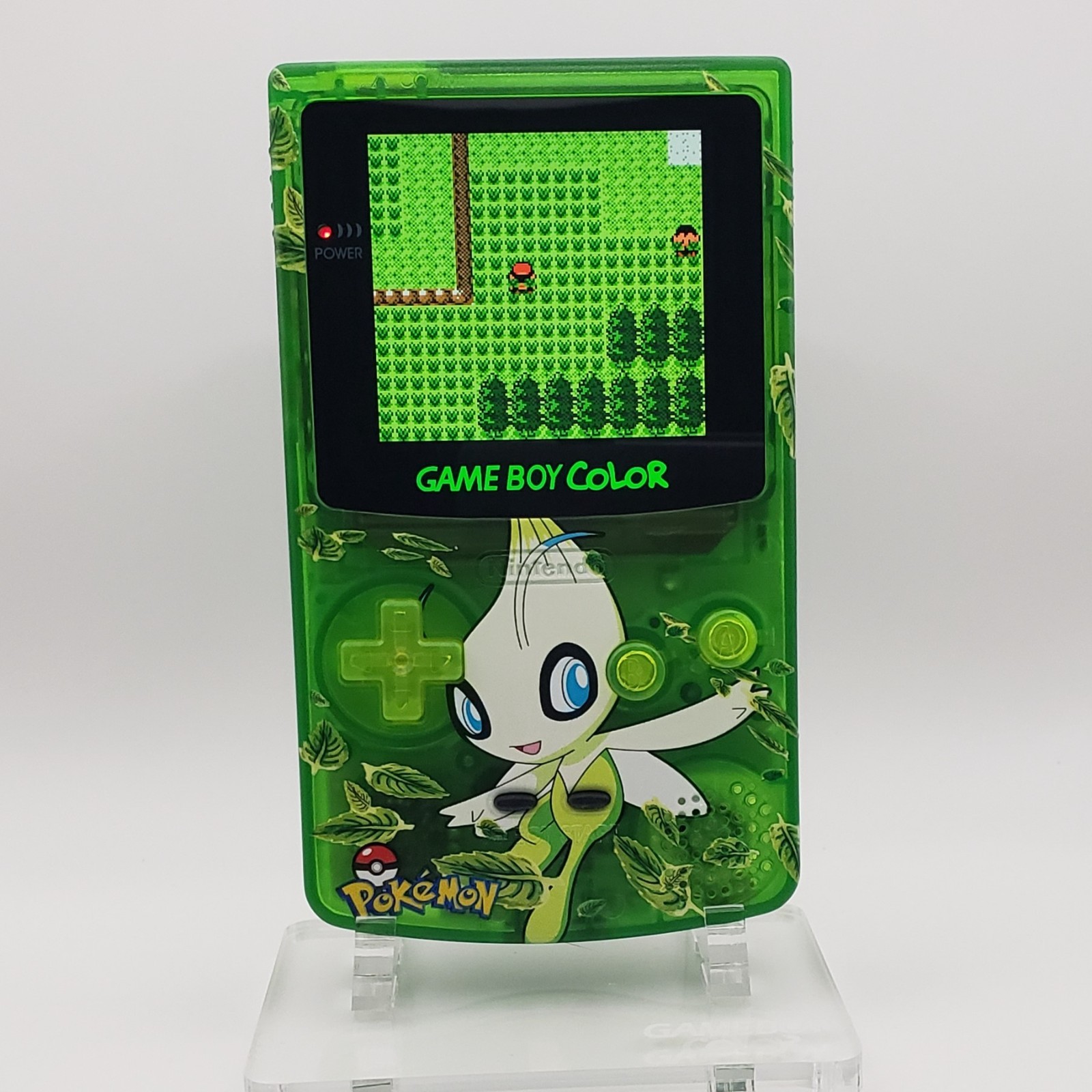 Laminated OLED Screen – Celebi Game Boy Color w/ Case – New Speaker, Recapped