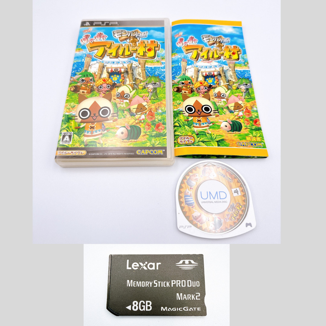 Sony PSP-3000 Console Violet Monster Hunter Limited Airou Village Box w/8GB-Mint