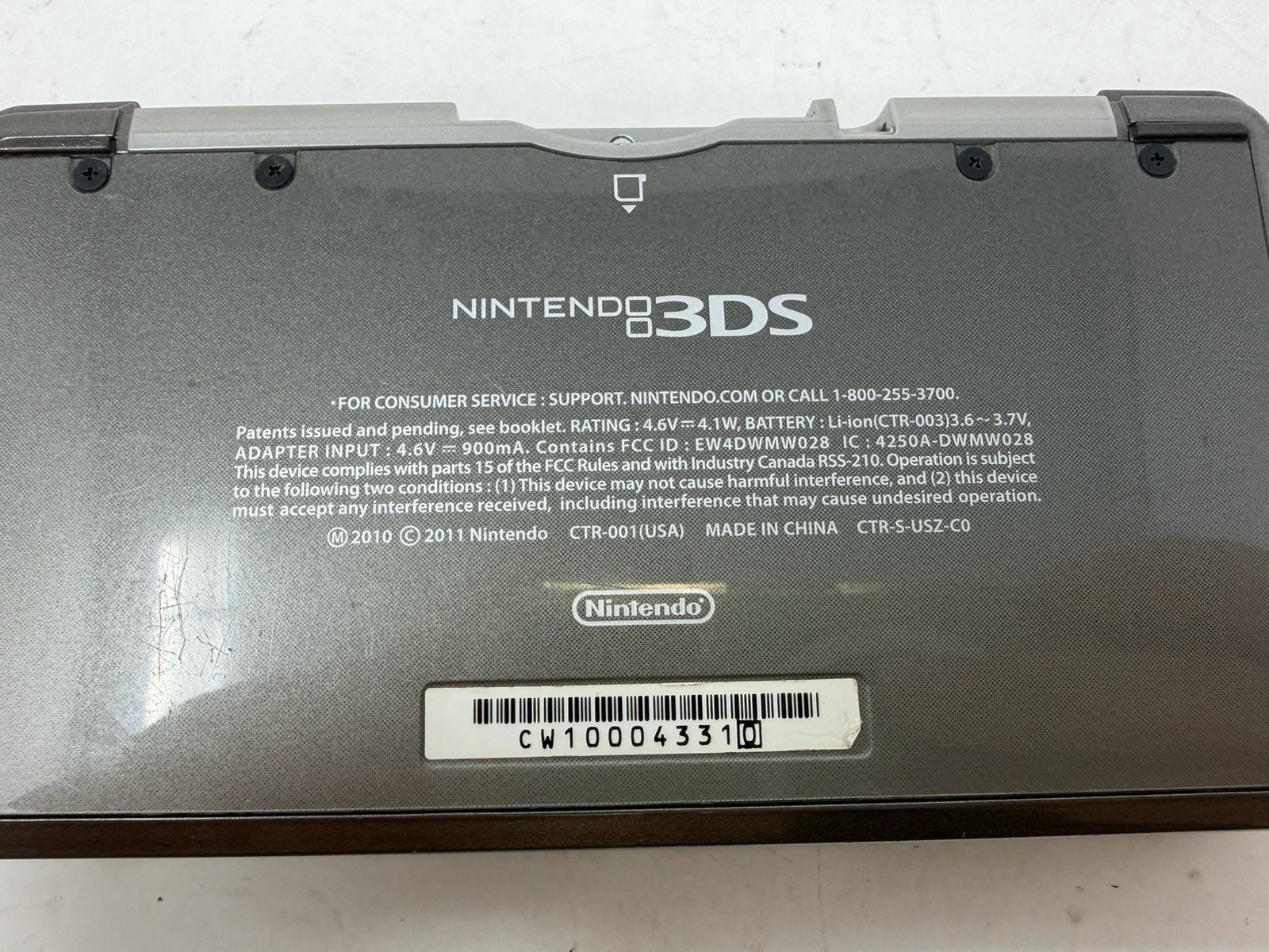 Nintendo 3DS Cosmo Black Model CTR-001 Handheld With Charger Tested Working