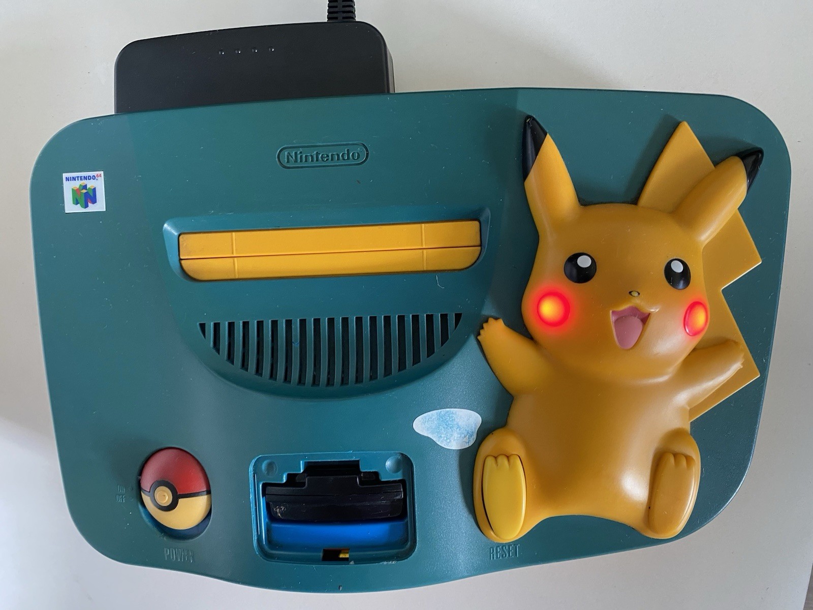 Nintendo 64 Pikachu Blue Yellow Console W/ 2 Pikachu Controllers Tested Japan